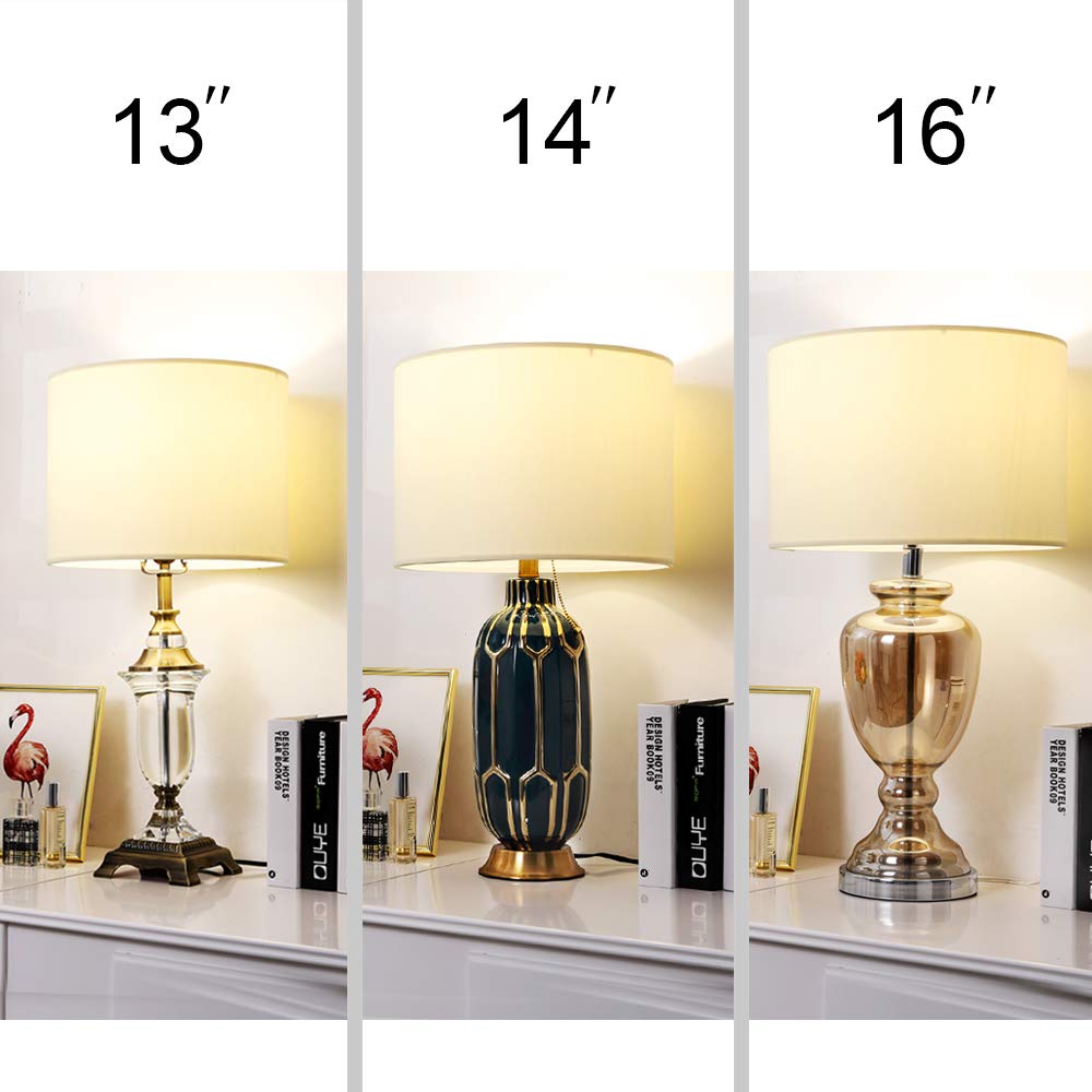 Wellmet Fabric Drum Lampshade, 14X14X11, Cream White, Modern Style, Spider Fitter, Model Ds-Tls