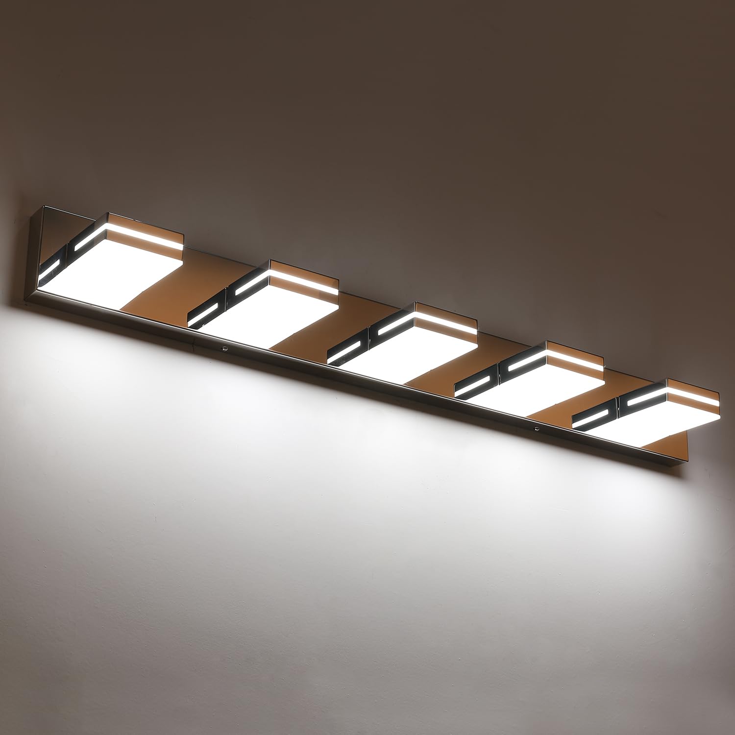 SineRise LED Bathroom Vanity Light Fixture, 5-Light, 40-Inch, Chrome, Model 9553E, Cool White 6000K, Non-dimmable