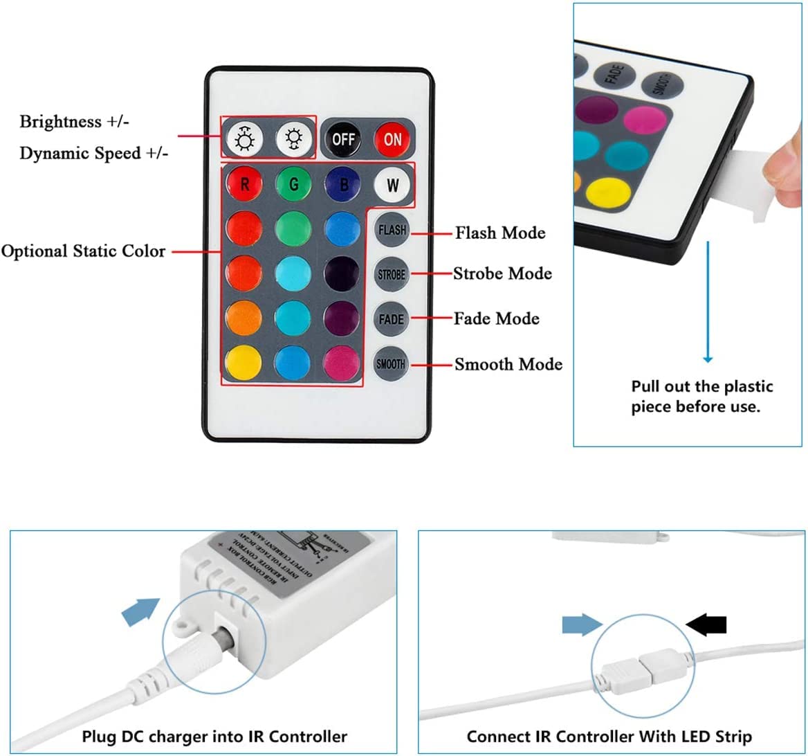 Enjoy Remote Controller SUPERNIGHT 24 Key IR Remote Controller for DC 12V 6A RGB LED Strip Lig ...