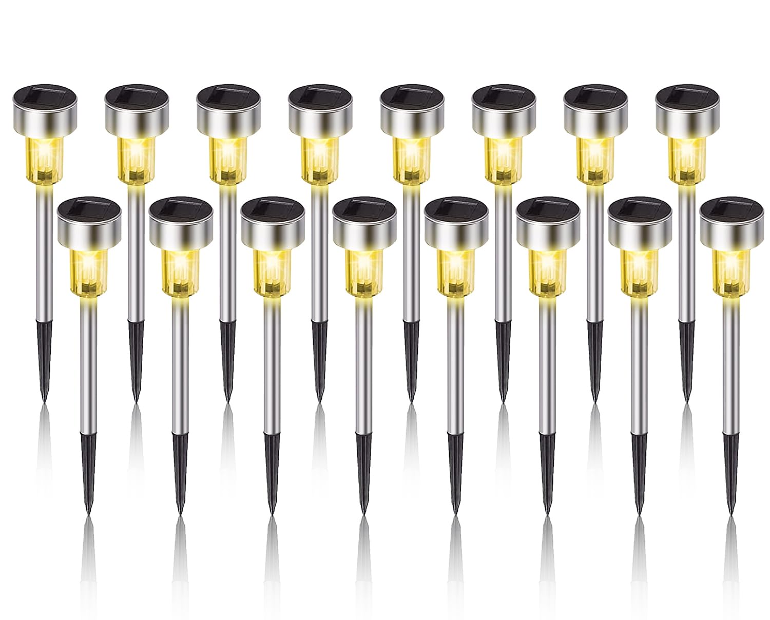 Solar Lights Outdoor Waterproof  Stainless Steel Led Landscape Lighting  Solar Garden Lights  Outdoor Christmas Decorations For Yard  Pathway  Walkway  Patio  Lawn - 16 Pack (Warm White)