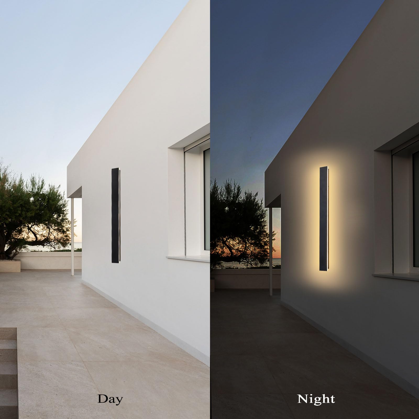 Sjiguangz 79 Inch Outdoor Long Wall Sconce, Waterproof Ip65 Modern Linear Wall Light, Outside 60W Led Elegant Rectangular Warm L