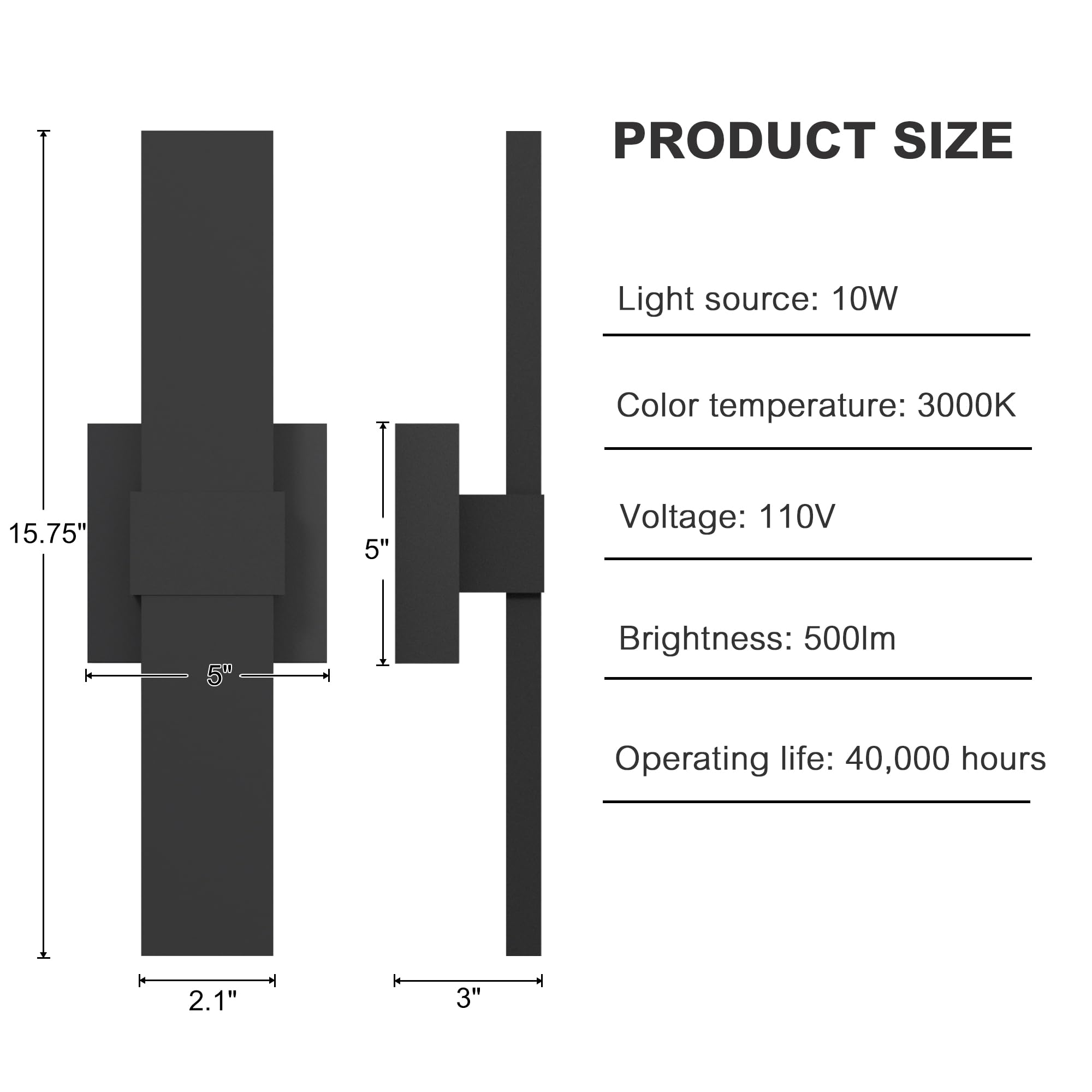 Lamqee 15.8 In Aluminum Long Outdoor Wall Lights  3000K 500Lm Led Waterproof Ip65  Modern Exterior Lighting Fixture Linear Outdoor Sconce Wall Mount Outside Lighting For House Porch Patio Garage Door