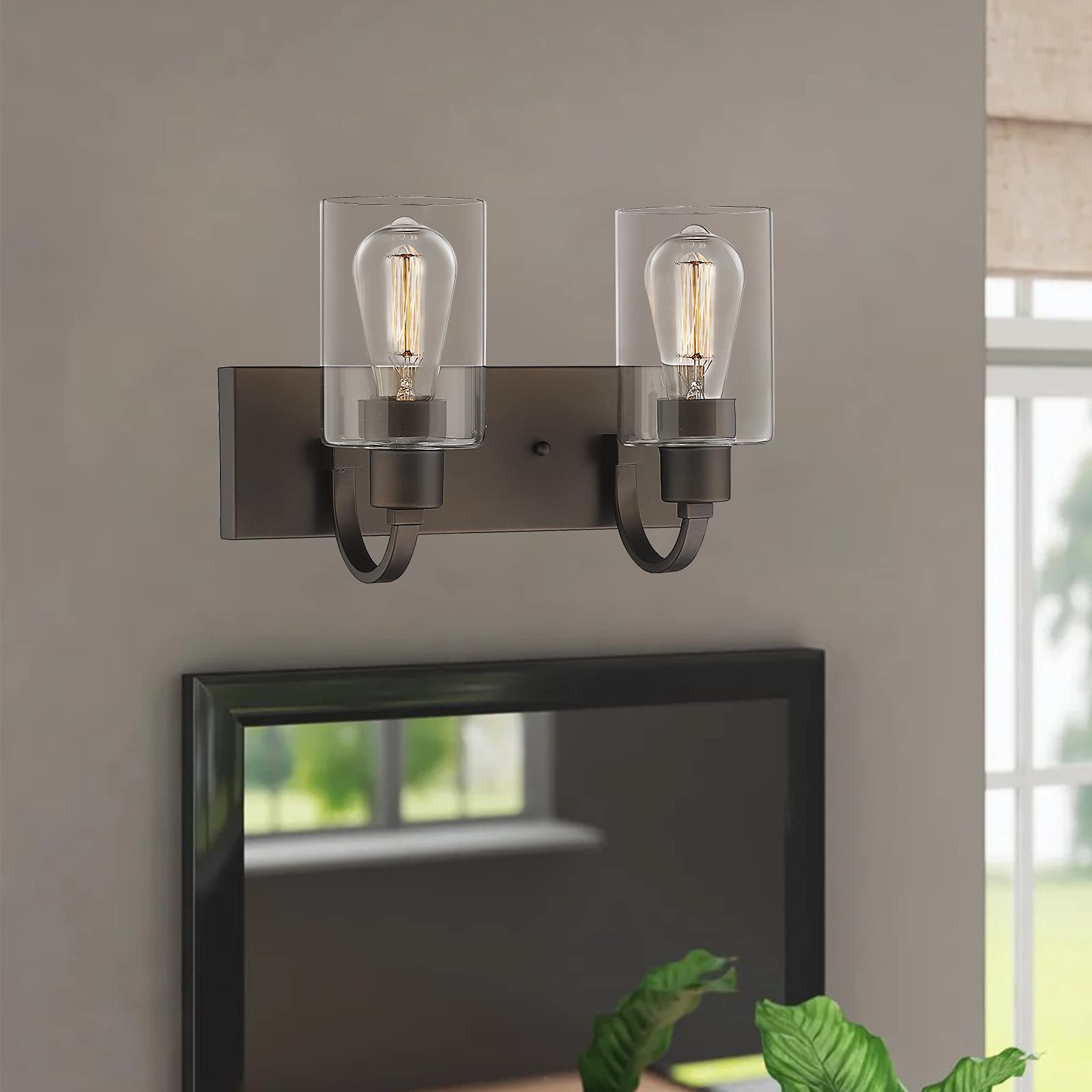 Emliviar 2-Light Bathroom Vanity Light Sconce - Oil Rubbed Bronze With Clear Glass Yce237B-2W Or
