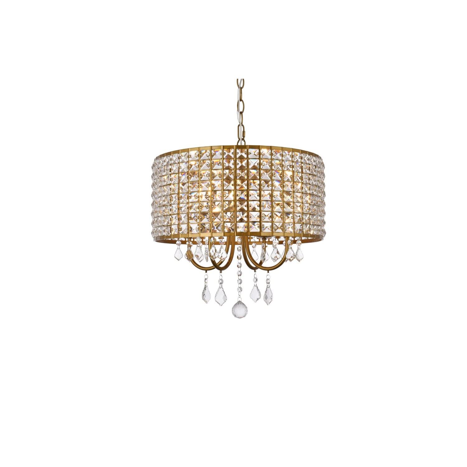 Living District Elise 4-Light Transitional Metal Pendant in Brass