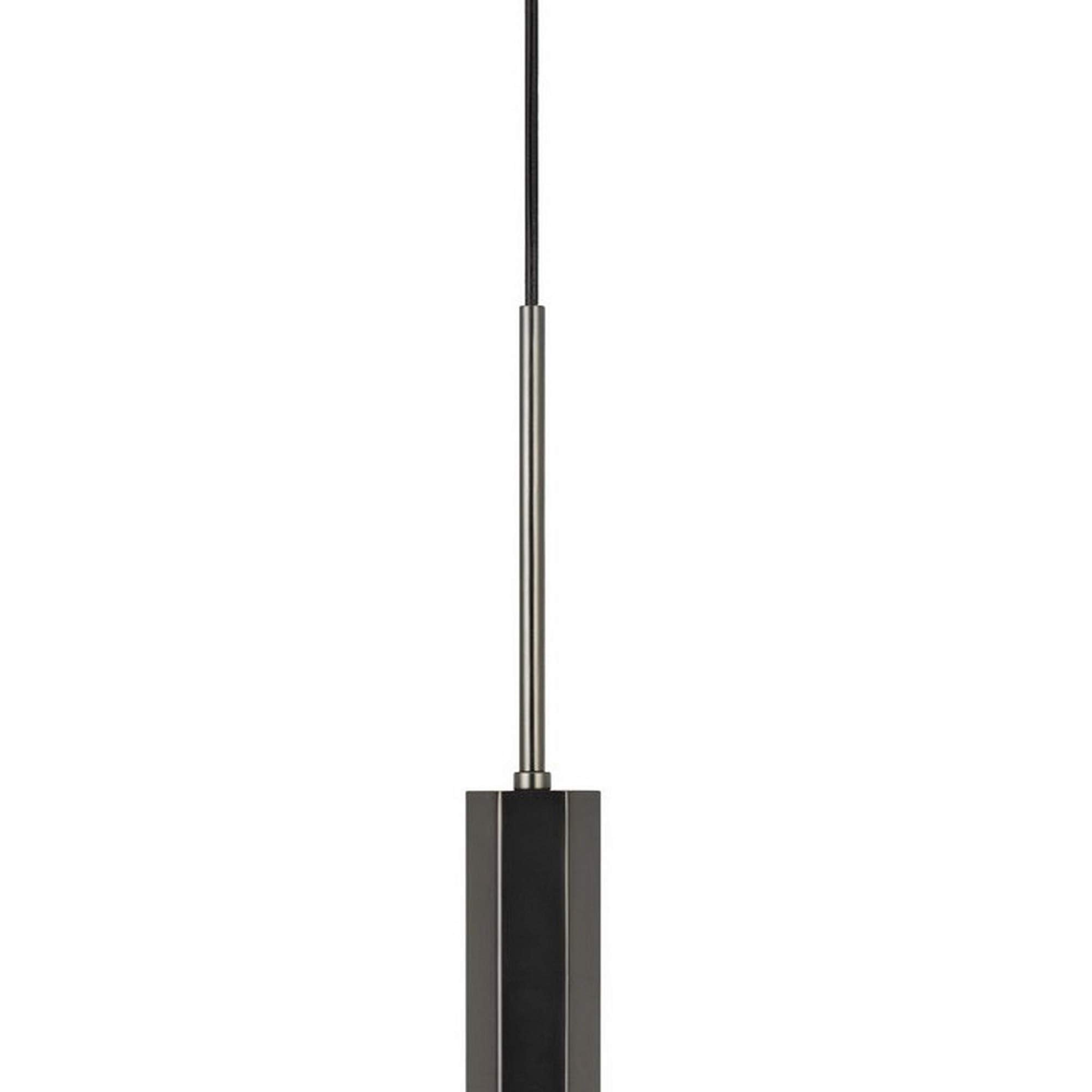 Benzara Hexagonal Metal Frame LED Light Pendant, Glass Diffuser, Black, Model BM220652