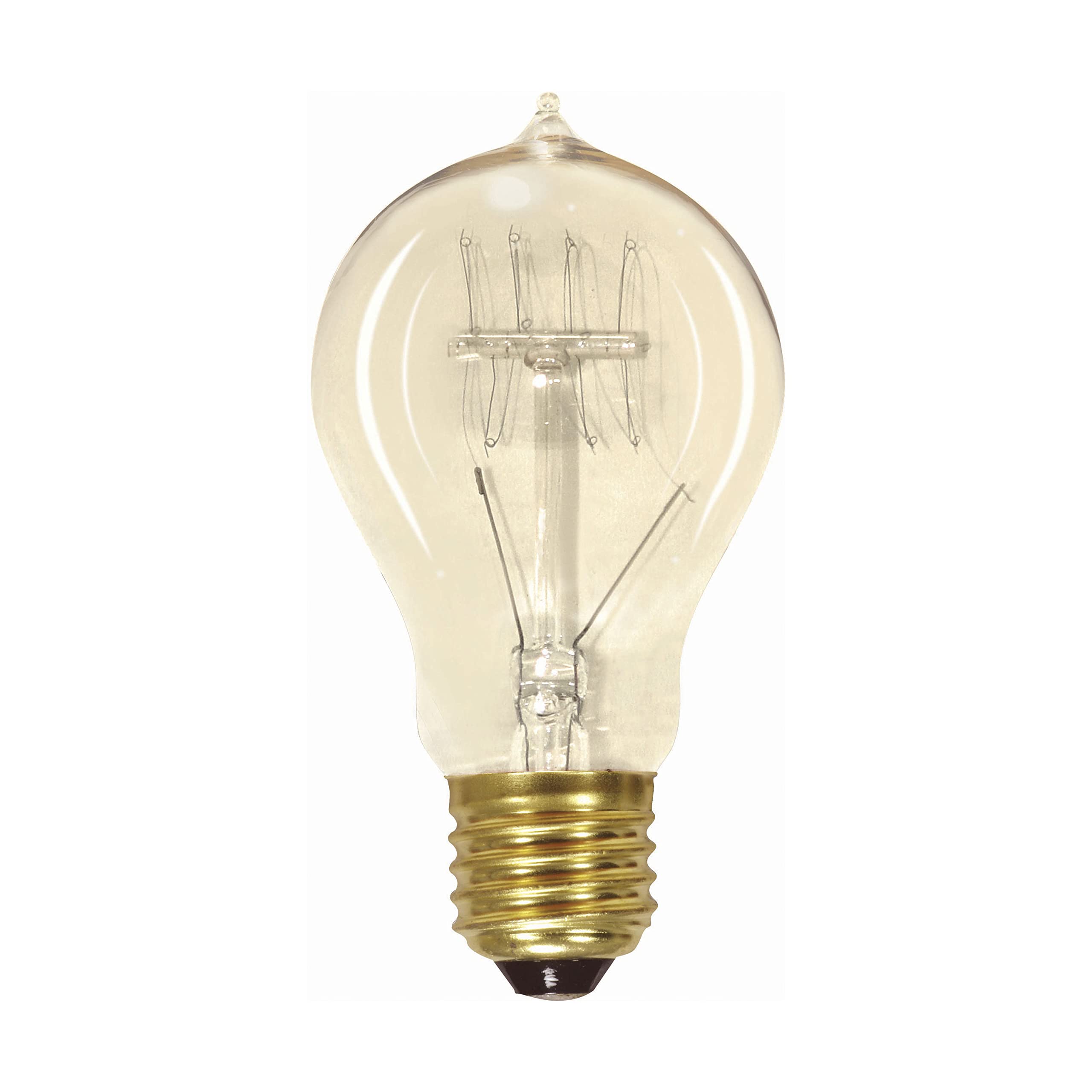 Satco S2412 40 Watt 130 Lumens A19 Incandescent Medium Base Soft White 2700K Vintage Quad Loop Coil Design Light Bulb, Dimmable