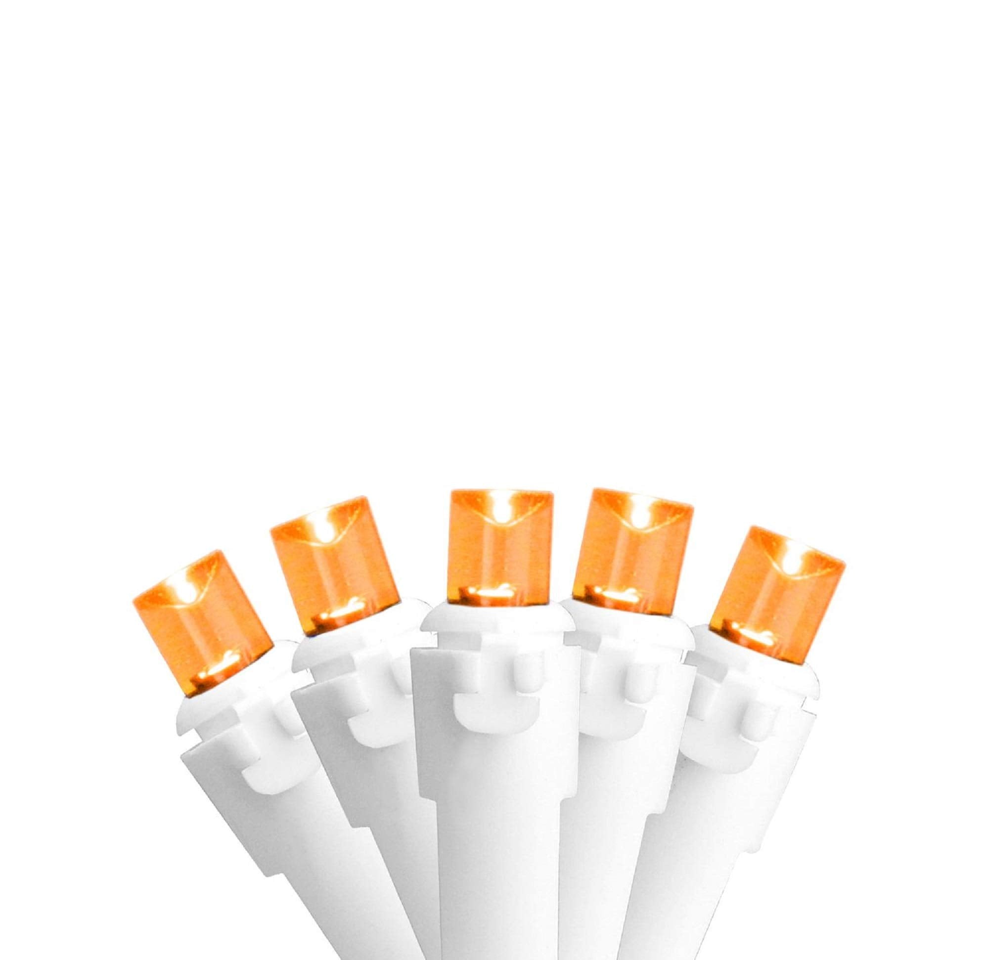 Northlight 50 Orange LED Christmas Lights - 16.25 ft White Wire, Plastic, Wide Angle