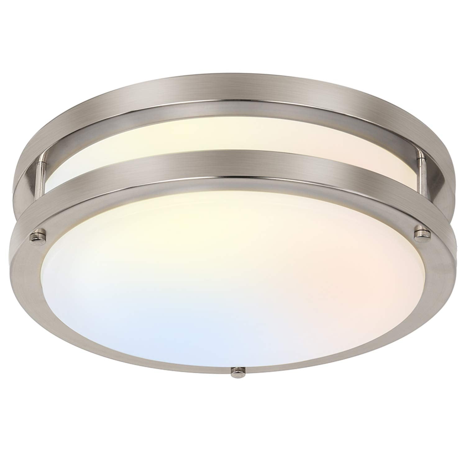 Hykolity 13 inch Flush Mount LED Ceiling Light Fixture, Dimmable, 2700K-5000K Adjustable, Brushed Nickel, Model C13C10-1