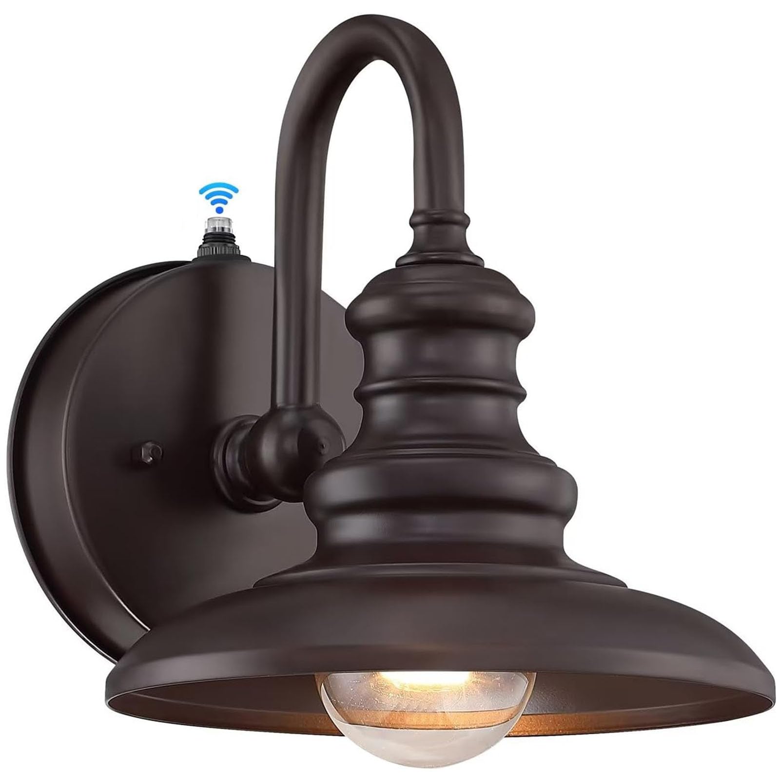 LONEDRUID Gooseneck Barn Light Fixture, Waterproof Metal Wall Sconce, Brown, Modern Outdoor Lantern for Porch, Garage, Patio