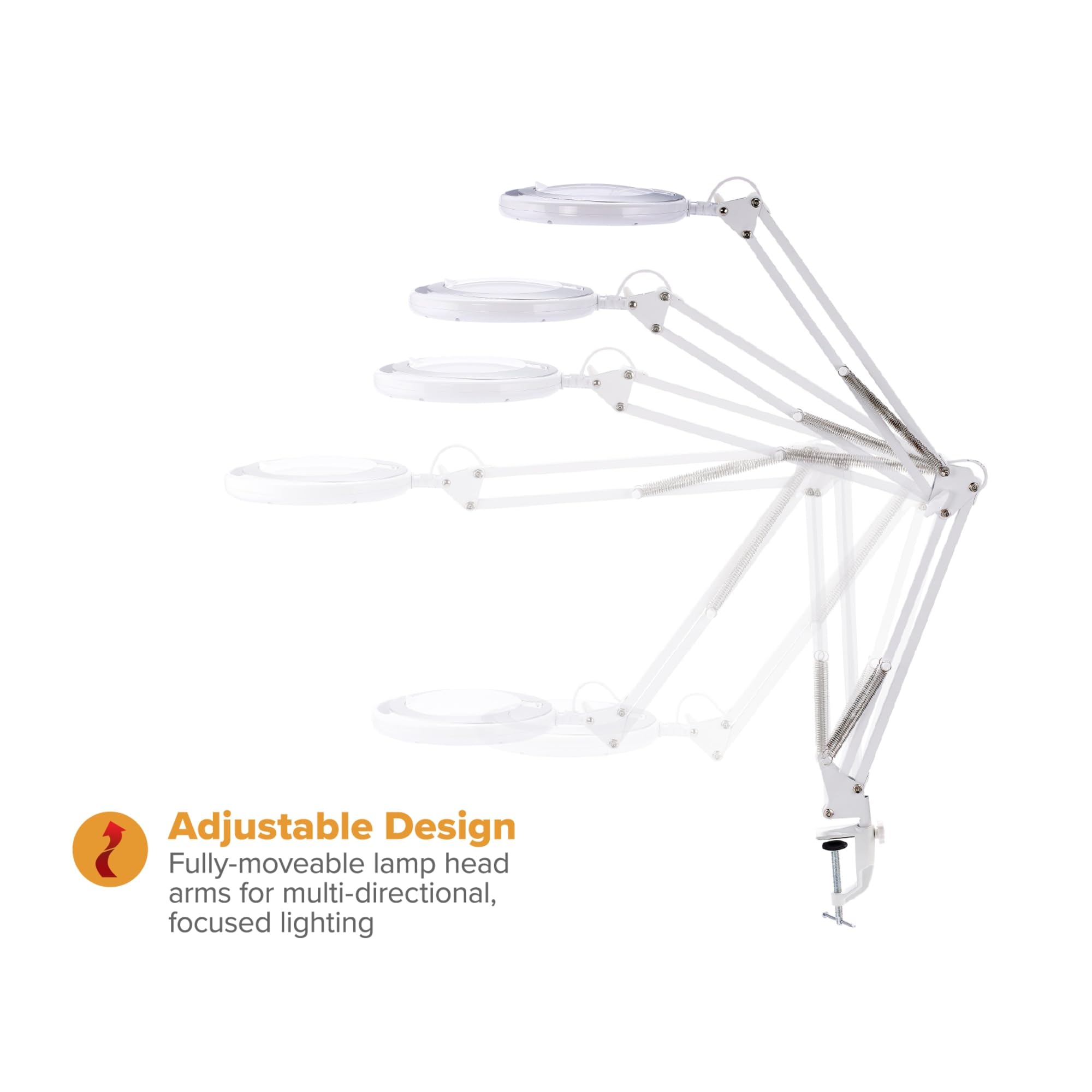 Bostitch Office Led Magnifying Desk Lamp With Clamp Mount, Energy-Efficient Leds, Dimmable, 4.5W, 480 Lumens, White (Vled600)