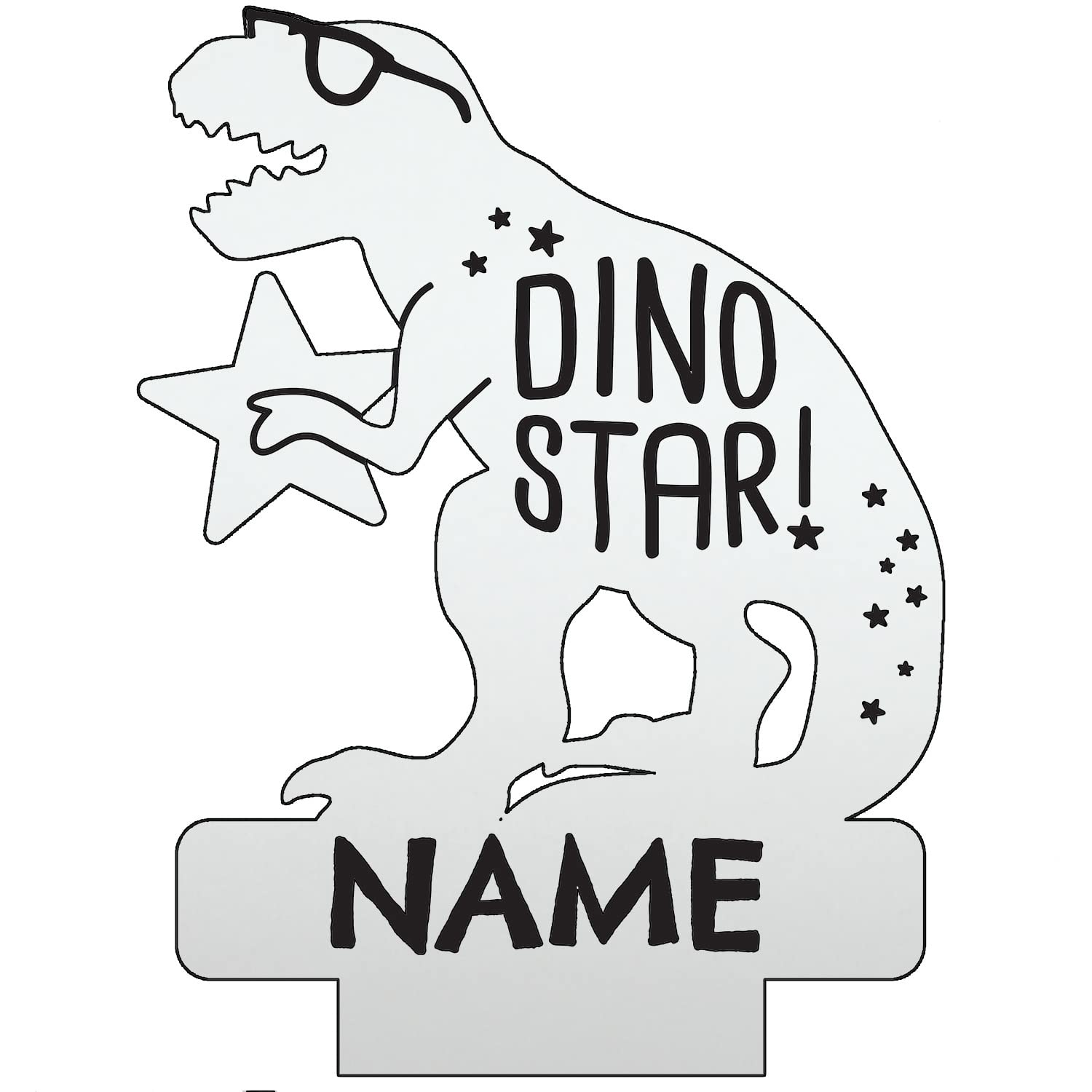 Personalized  t LED Night Light - Custom Name Engraved Acrylic, 7 RGB Colors, 5.5x8.5, DinoStar Dinosaur