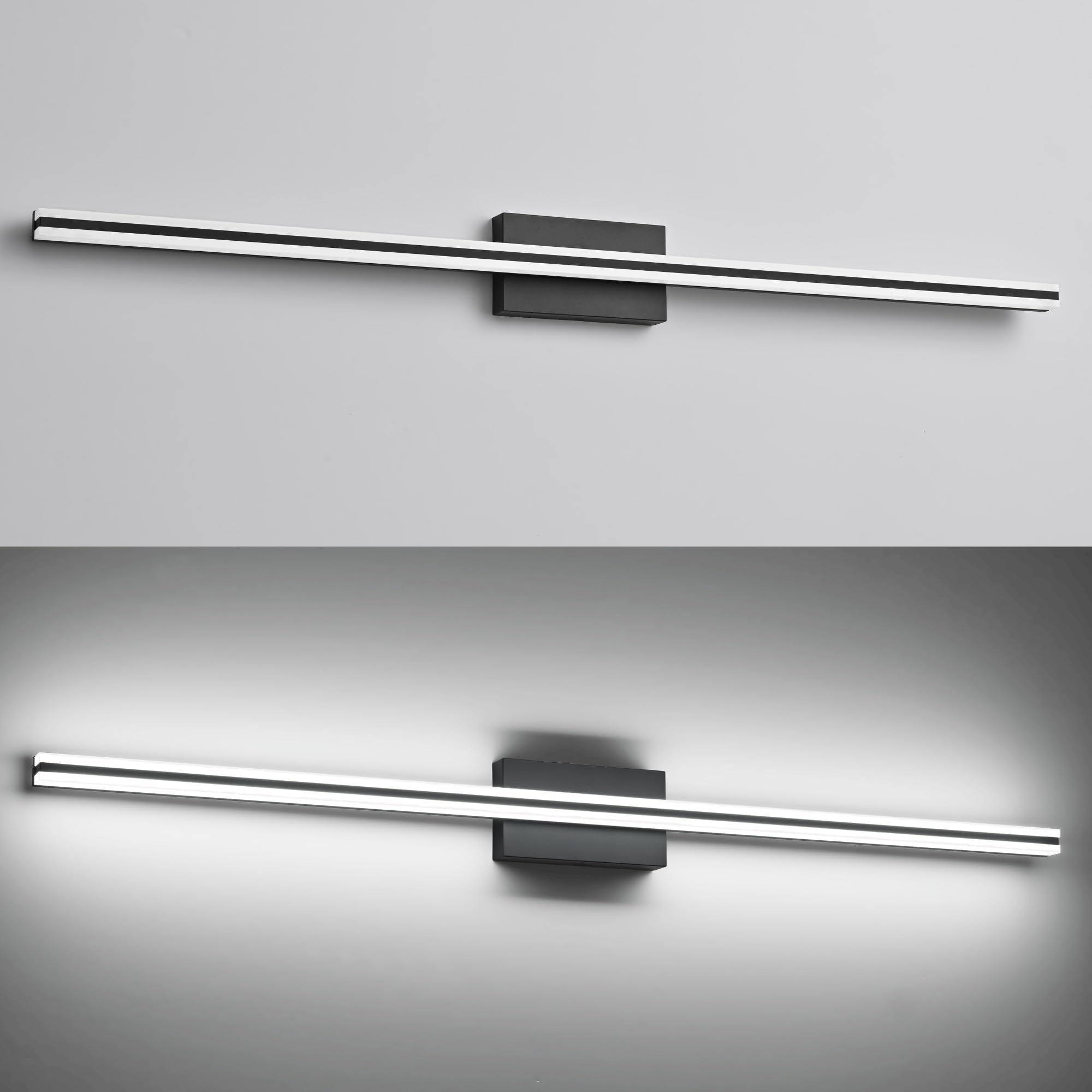 SOLFART Black Bathroom Light Fixture Modern Vanity Light Bar LED 48 Inch Aluminum Model S8200-1220mm-BK-ND