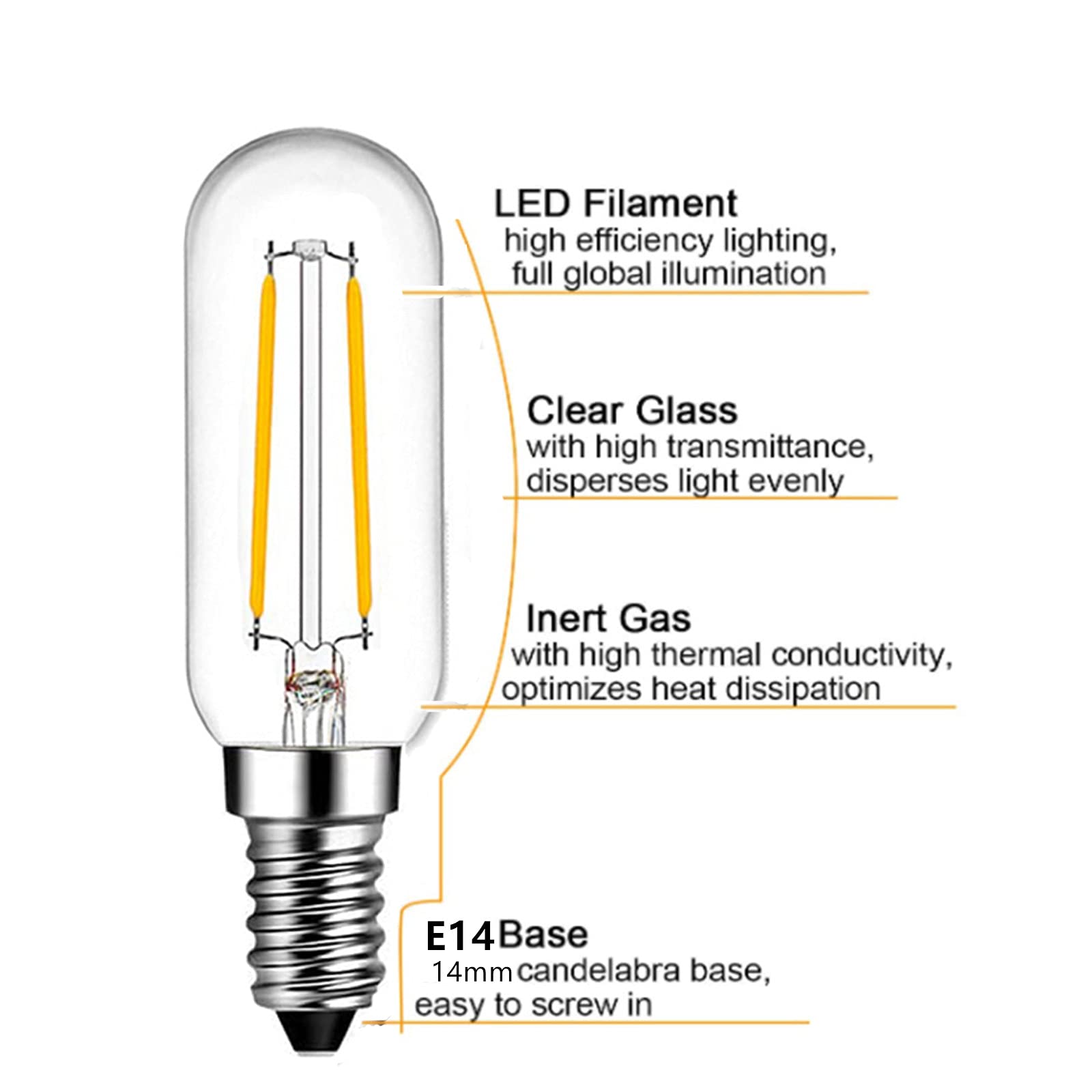 Shuwdkar E14 25W Led Bulb 2700K Warm White 250Lm, Clear Glass Vintage Led Filament Edison Bulb E14 European Base For Chandelier,