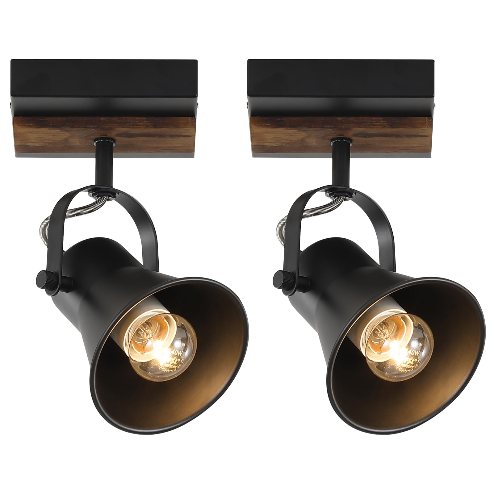 Seeblen 4-Light Kitchen Light Fixtures - Adjustable Ceiling/Wall Mount Spotlight, Industrial Black Track Lighting For Living Roo