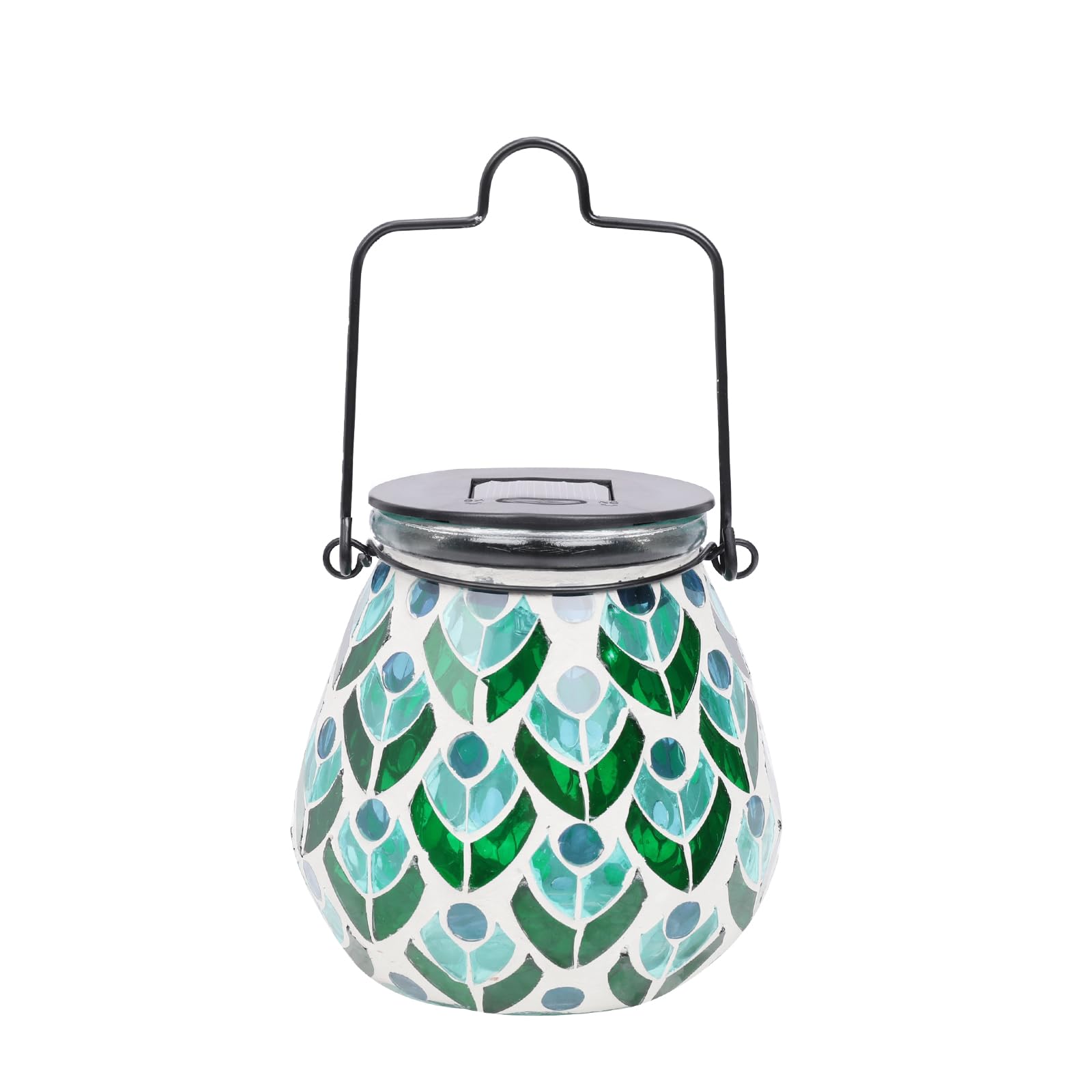 Bshine Mosaic Solar Lantern Outdoor Hanging Waterproof, Mosaic Light Indoor Decorative Table, Garden Decor for Yard Outside, Pat