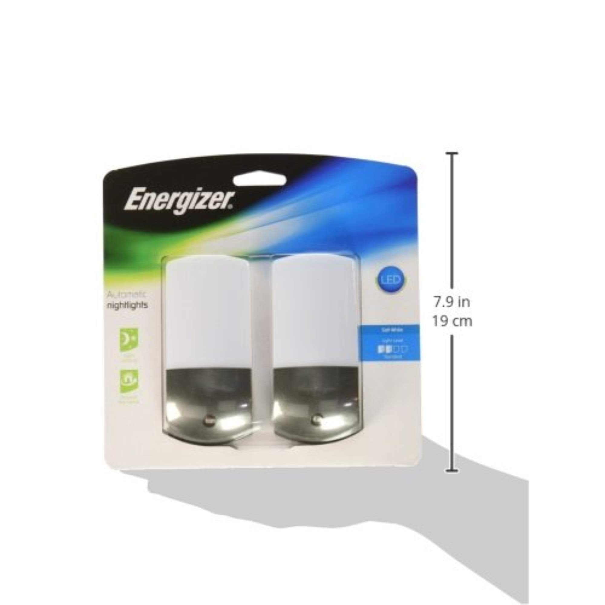Energizer Led Automatic Night Light, Smart Dusk-To-Dawn Sensor, Plug-In, Energy Efficient, Ideal For Bedroom, Bathroom, Kitchen, Hallway, Charcoal, 2 Pack, 37102