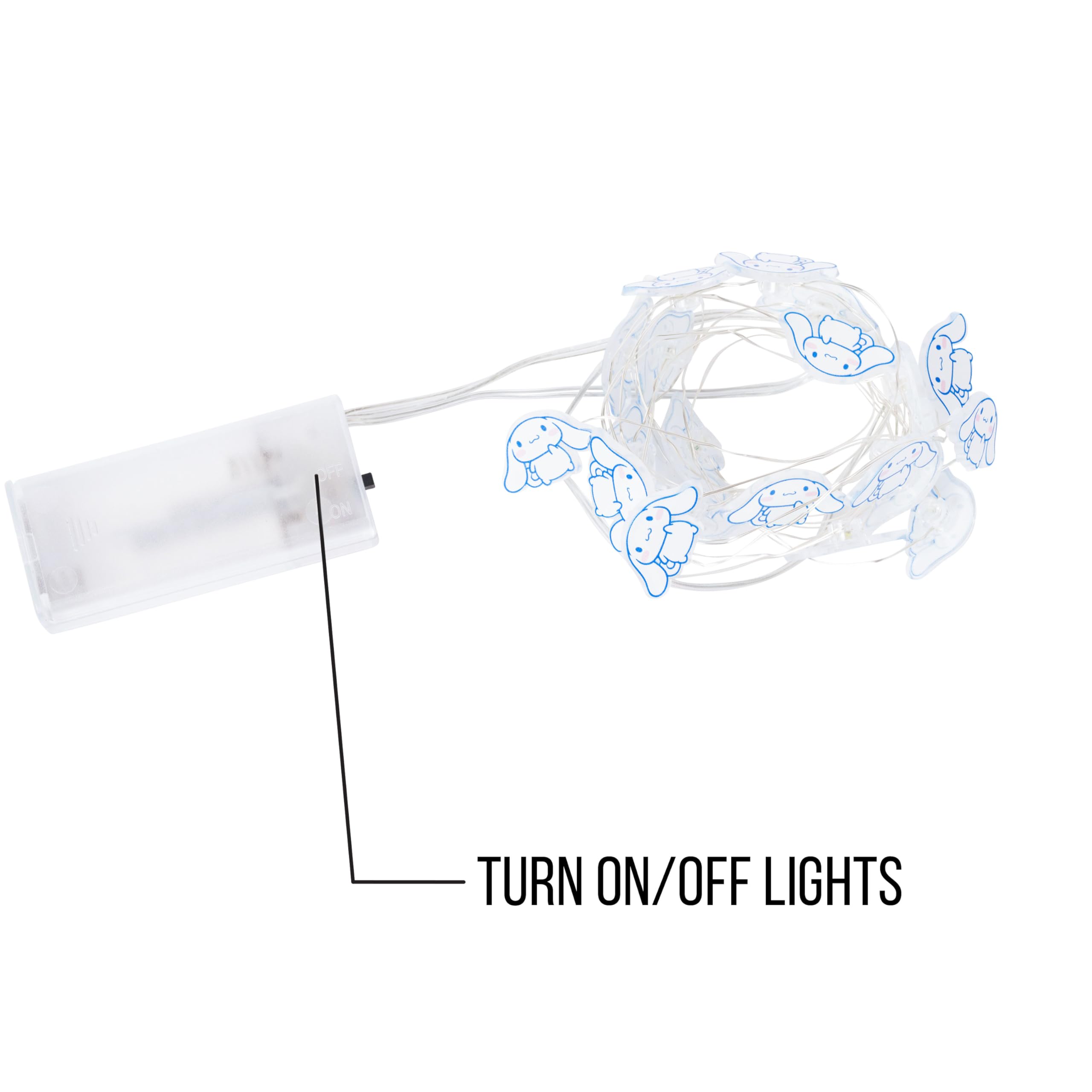 Silver Buffalo Sanrio Hello Kitty and Friends Cinnamoroll 20ct Decorative String Lights, 7 Feet Long, Battery Powered (2 AA Batt