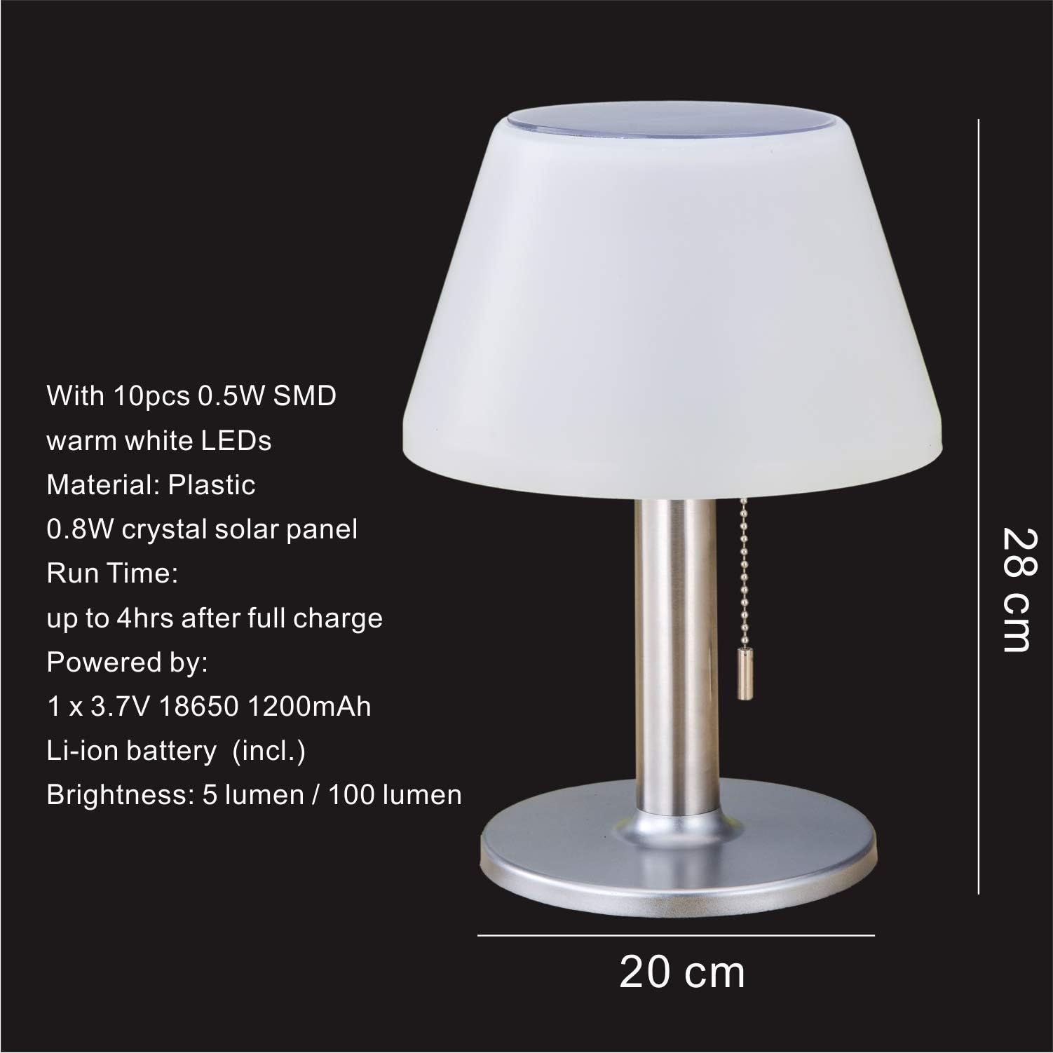 Diamond Chef Solar Table Lamp – Waterproof Outdoor & Indoor Solar Lantern With On/Off Switch And Pull Chain, Energy-Saving Decorative Lamp For Garden, Patio, Bedroom, Living Room, Courtyard