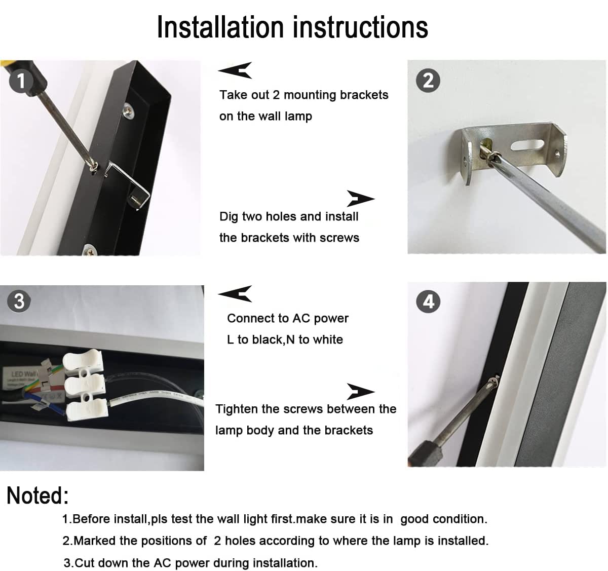 BLUERIN Linear Wall Sconces 2Pack Outdoor Mondern LED Wall Lights,Warm White IP65 Rectangular Black Wall lamp for Garden Porch V