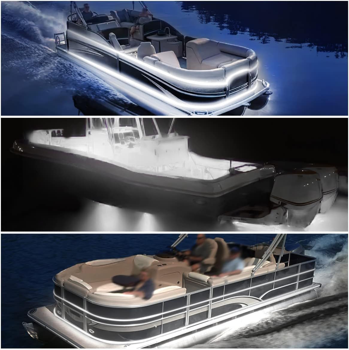 Vbakor 50FT LED Boat Lights, 12V Waterproof White Marine Strip Light, Model LMT38RDK3