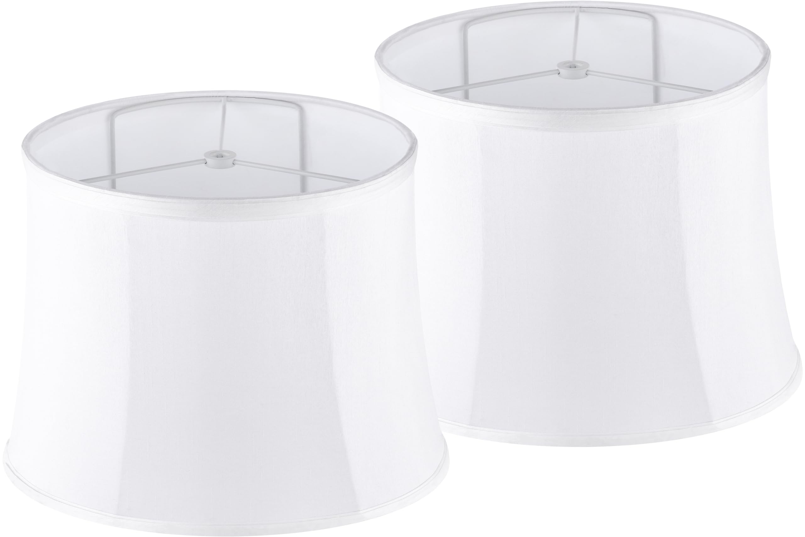 Goso Bamboo White Lamp Shades Set Of 2 Large Drum Empire Lampshades For Floor Lamps Table Lamp- 12X14X10 Inch(Spider) Natural Linen Fabric Lamp Shade Replacement Modern Rustic Shade-Easy Assembly