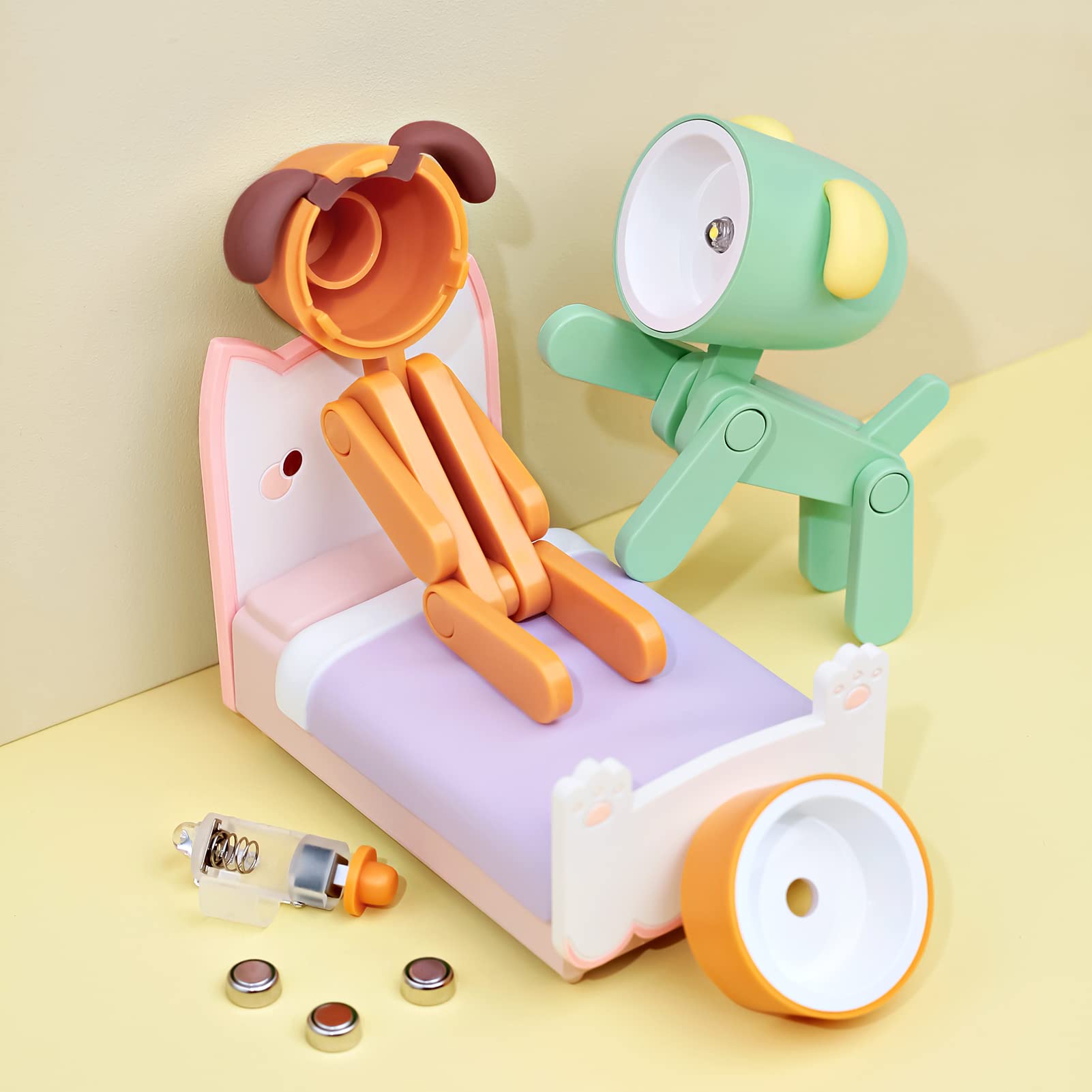 SpassLeben LED Night Light for Kids, Green Dog Table Lamp, Decorative Indoor Nightstand Light