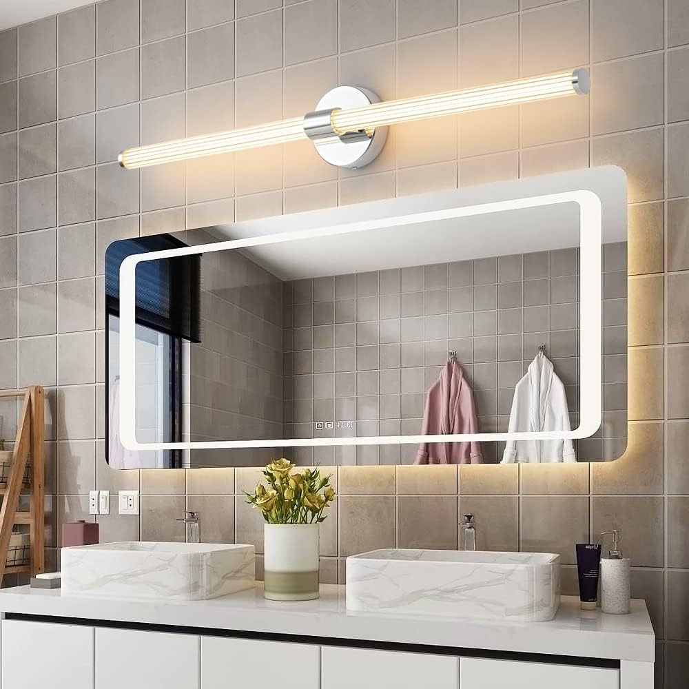 Gednbo Dimmable LED Bathroom Vanity Lights 360 Full Lighting Bathroom Light Fixtures Over Mirror Vanity Light Bar Modern Wall Sc