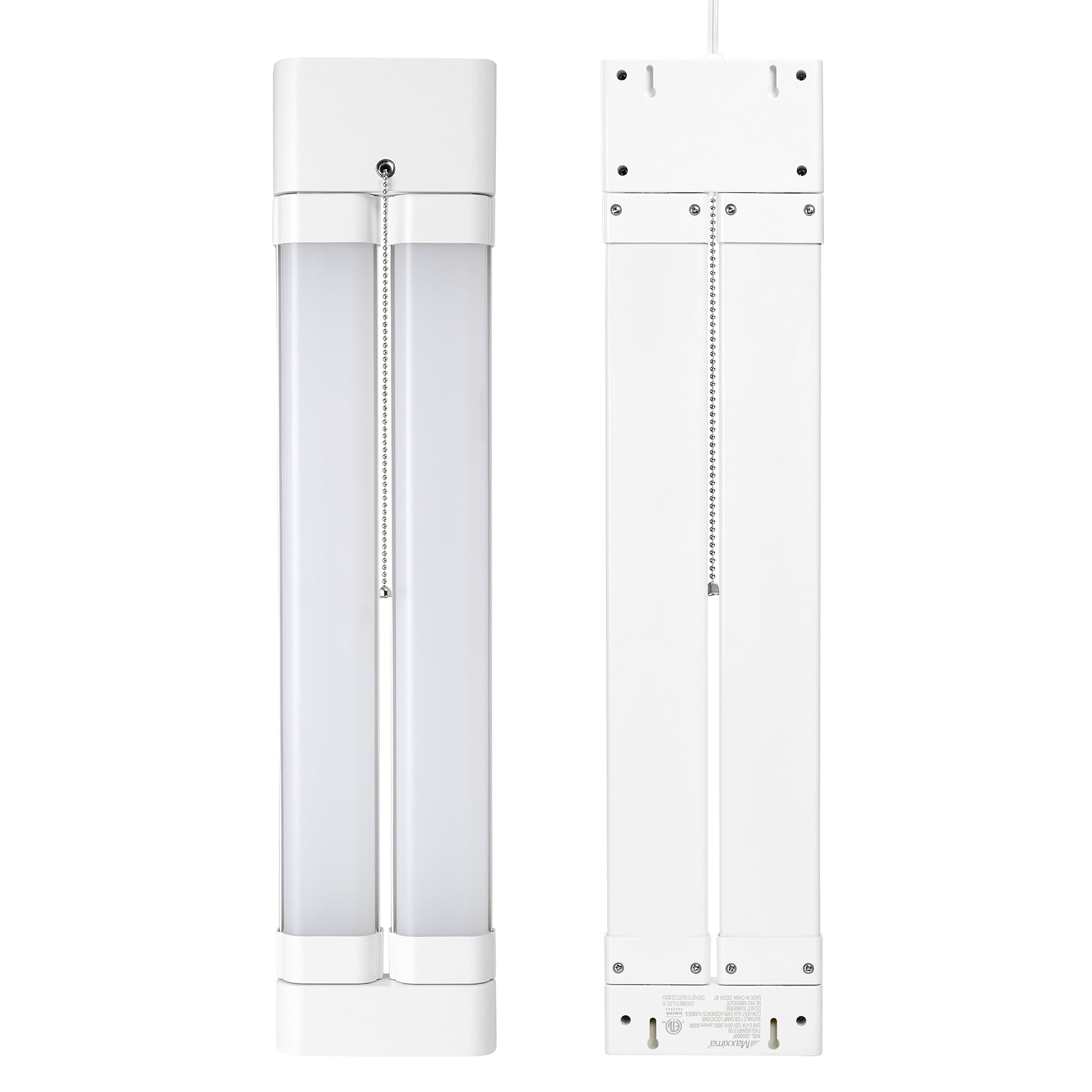 Maxxima 2 ft. LED Shop Light Fixture, 5000 Lumens, 50W, Linkable, Frosted Lens, White, Model MSL-205000F, Ideal for Garage