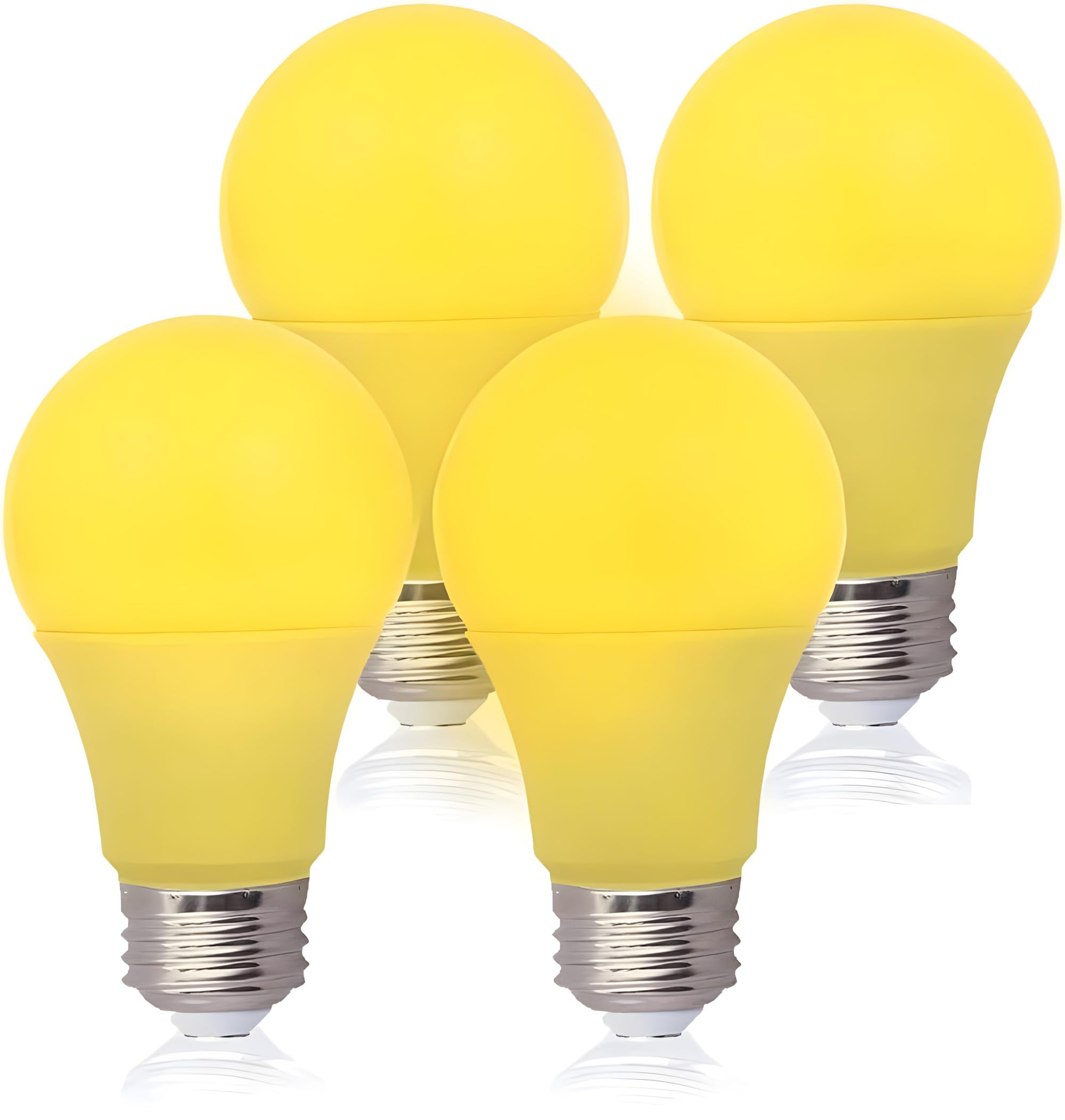 Dnigfen 4 Pack Led Yellow Light Bulb, 100W Equivalent A19 Yellow Bug Light Bulbs With E26 Medium Base, For Christmas Party, Wedd