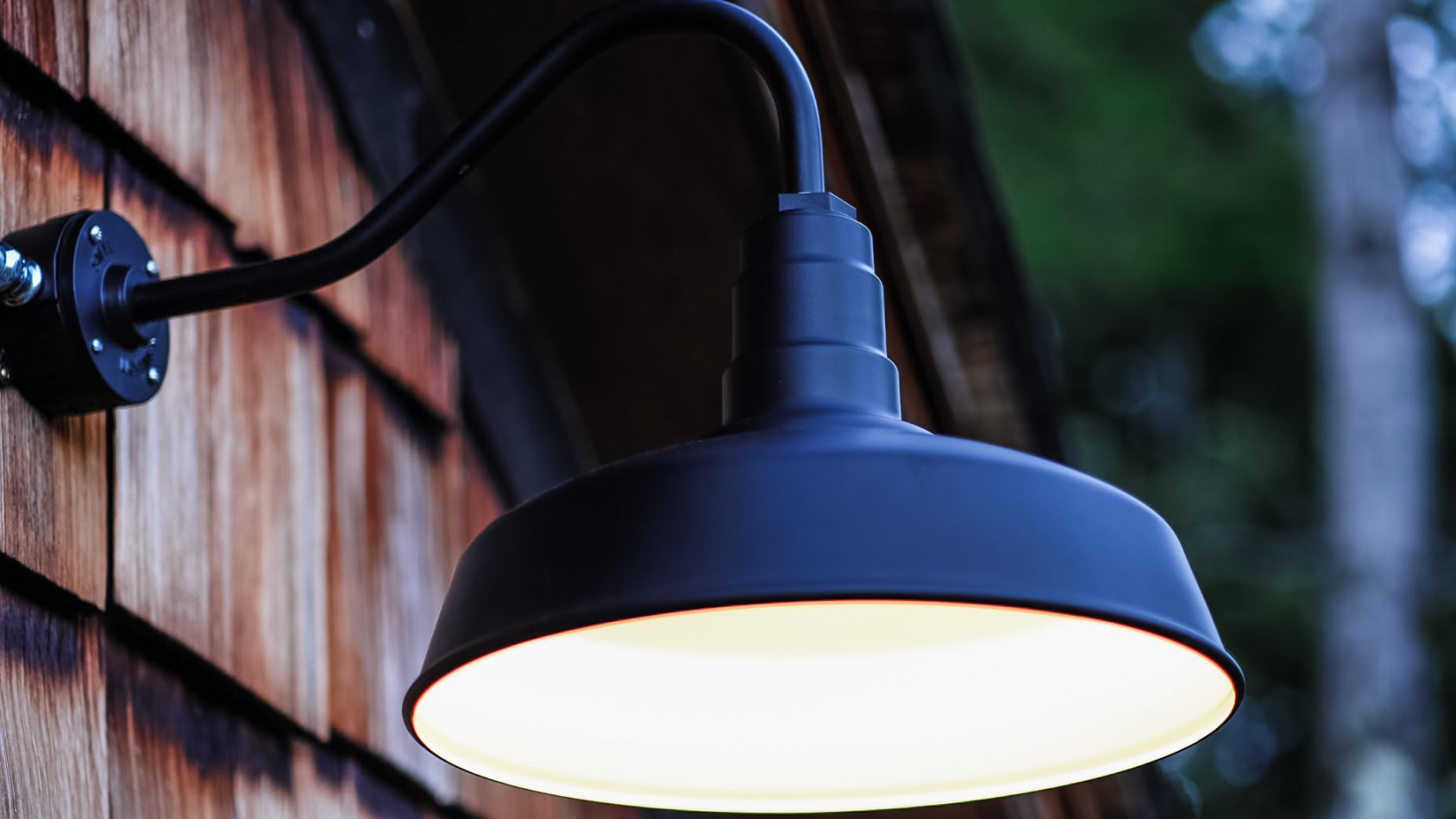Steel Lighting Co. Gardena Barn Light - Outdoor Wall Mounted, 16in Gooseneck, Matte Black, Steel, Farmhouse Style