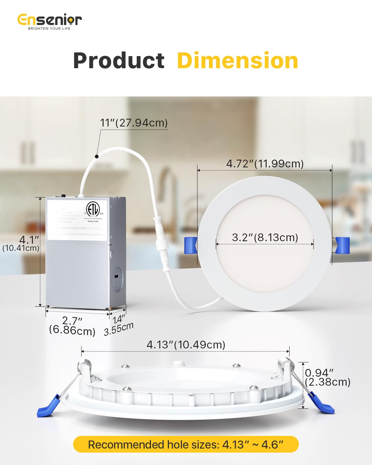 Ensenior 16 Pack 4 Inch LED Recessed Ceiling Light, Dimmable, 2700K Soft White, 750LM 9W 120V, High Brightness Canless Wafer Dow