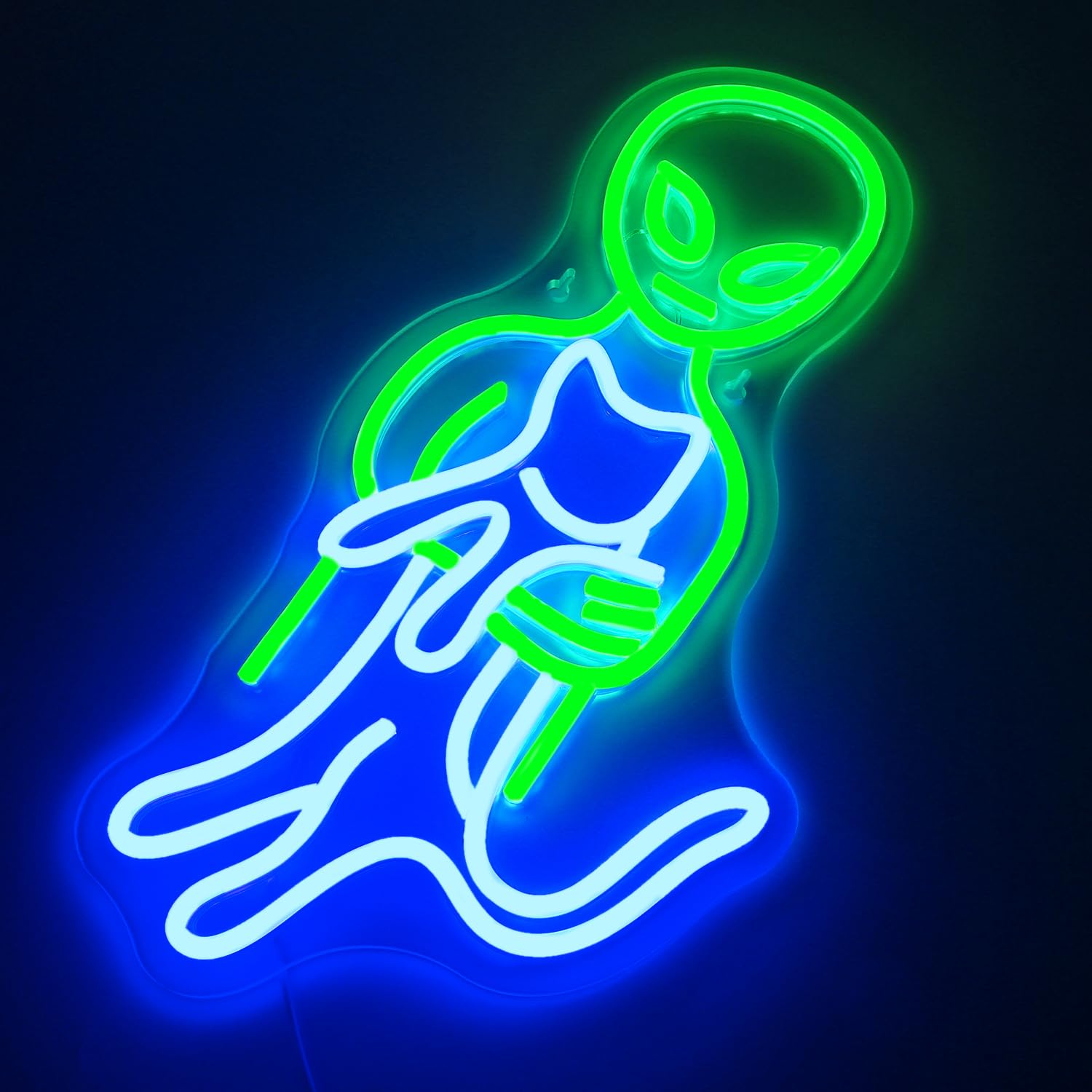 ineonlife Alien Neon Sign LED Light Wall Art Decor 16.5x8.6 in Colorful Acrylic Model QY-1589