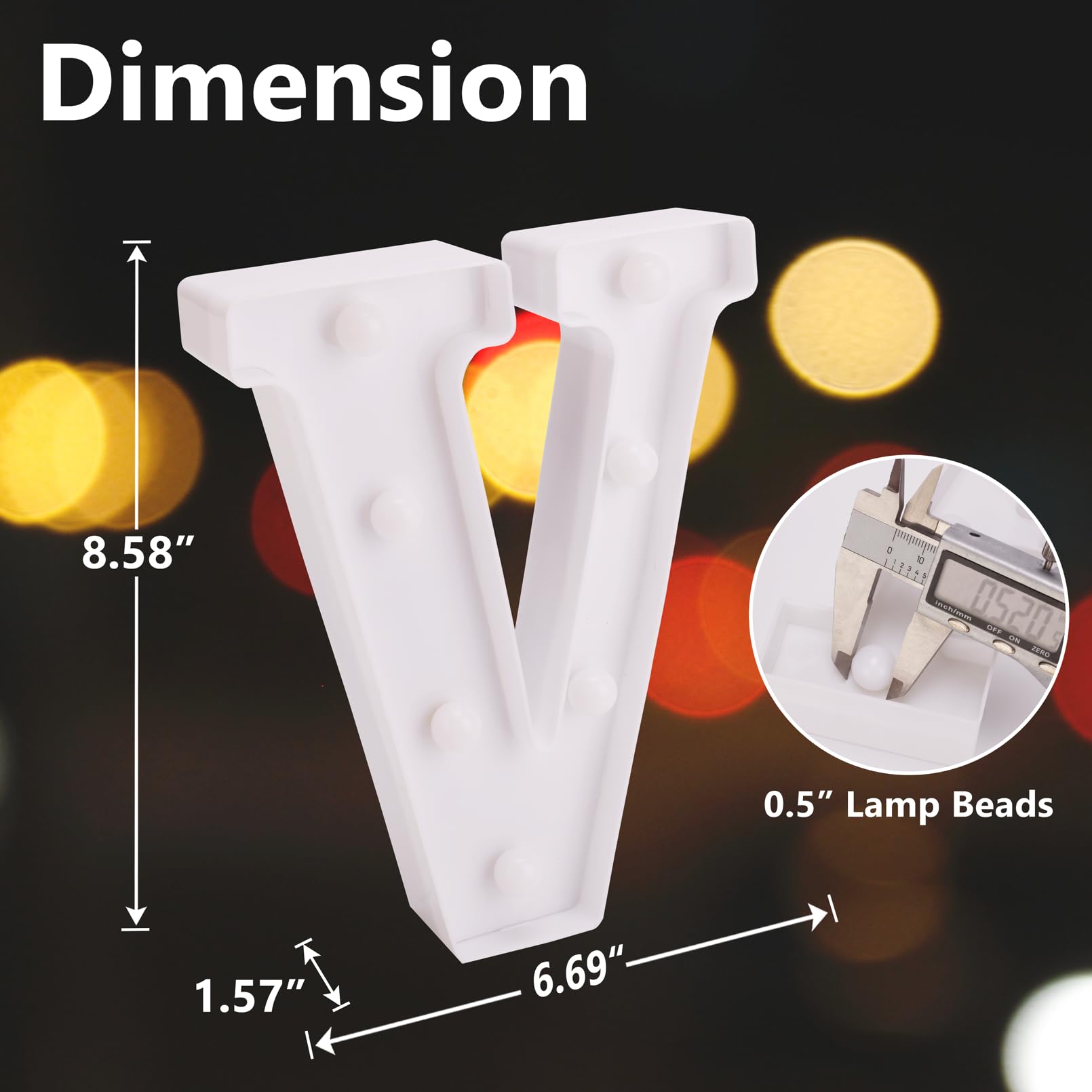 Tronsboo Led Marquee Sign Light Up Letters, Alphabet Light Up Letters Sign, Battery Powered Led Letter Lights For Night Light, Wedding, Birthday, Party, Christmas Or Home Decor (Letter V)