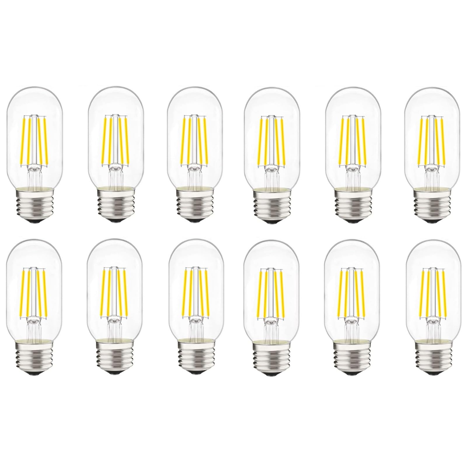 liveMAX LED Tubular Bulb 4W Daylight White 5000K E26 Clear Edison Bulb, 40W Equivalent, Pack of 12