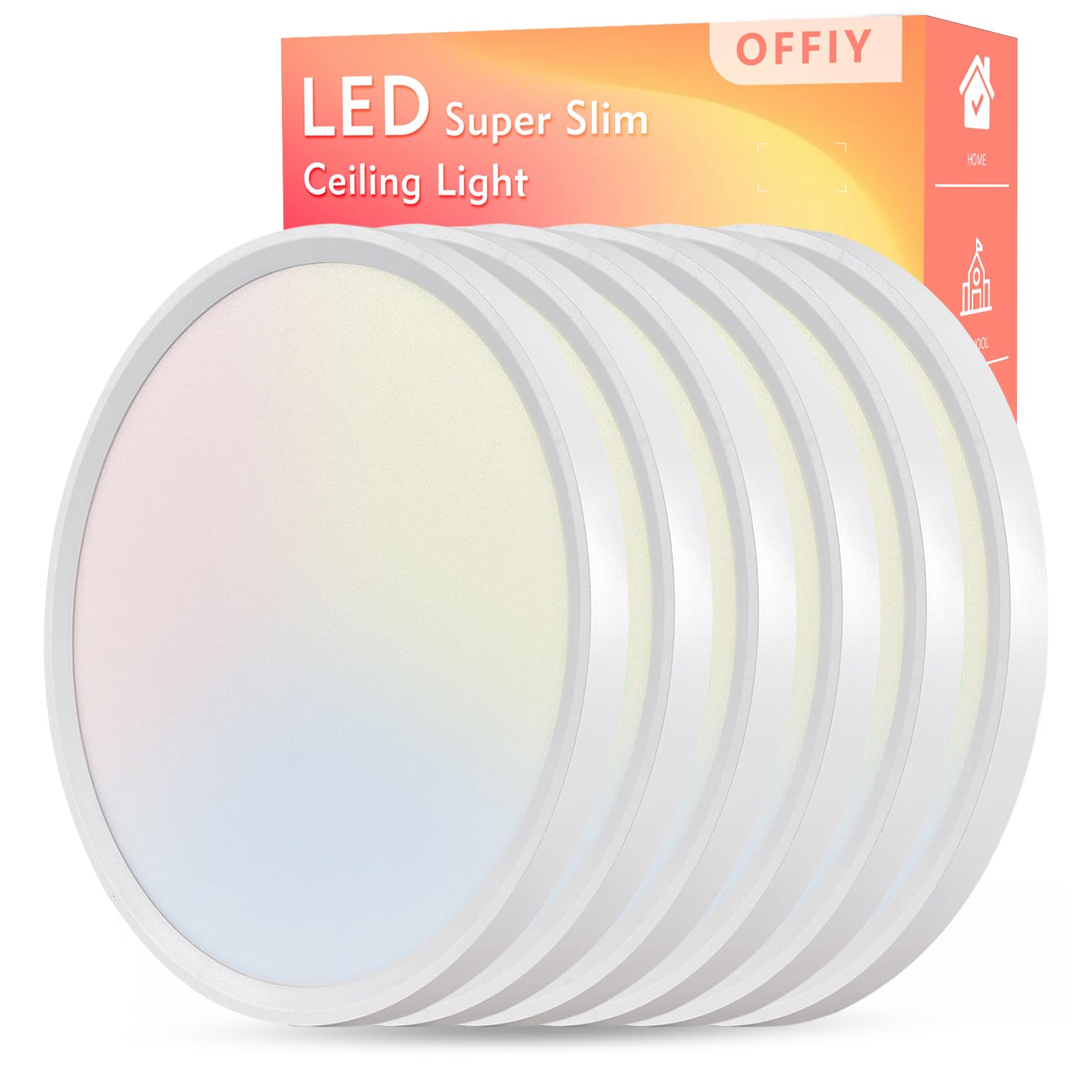 OFFIY LED Ceiling Light Flush Mount, 15.8 Inch, 34W, 3060LM, 3000K/4000K/6000K CCT Selectable,