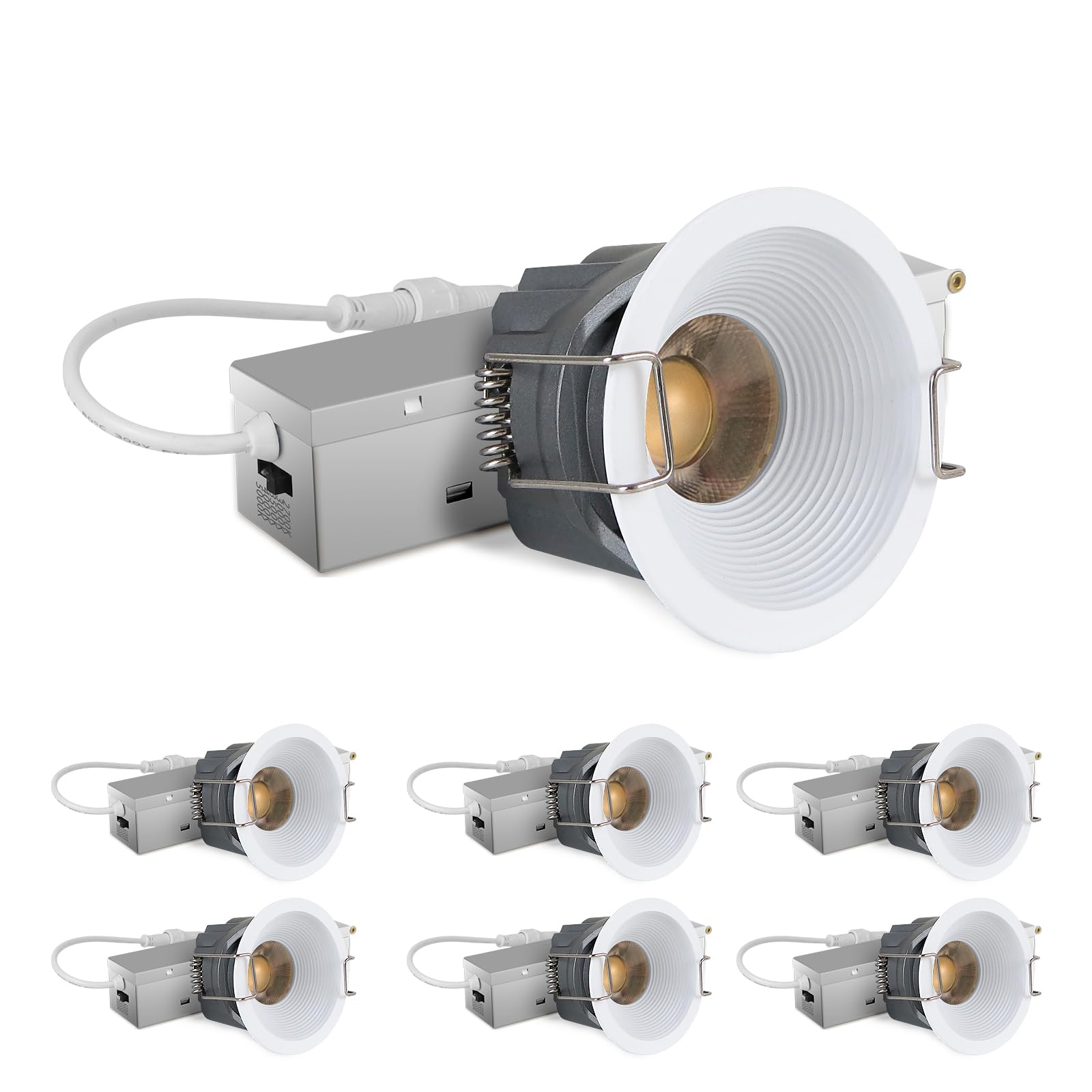 Adetu 2 Inch 5Cct White Led Recessed Ceiling Light With Junction Box, 2700K/3000K/4000K/50000K Selectable, Cri90, 8W Cob, 780Lm,