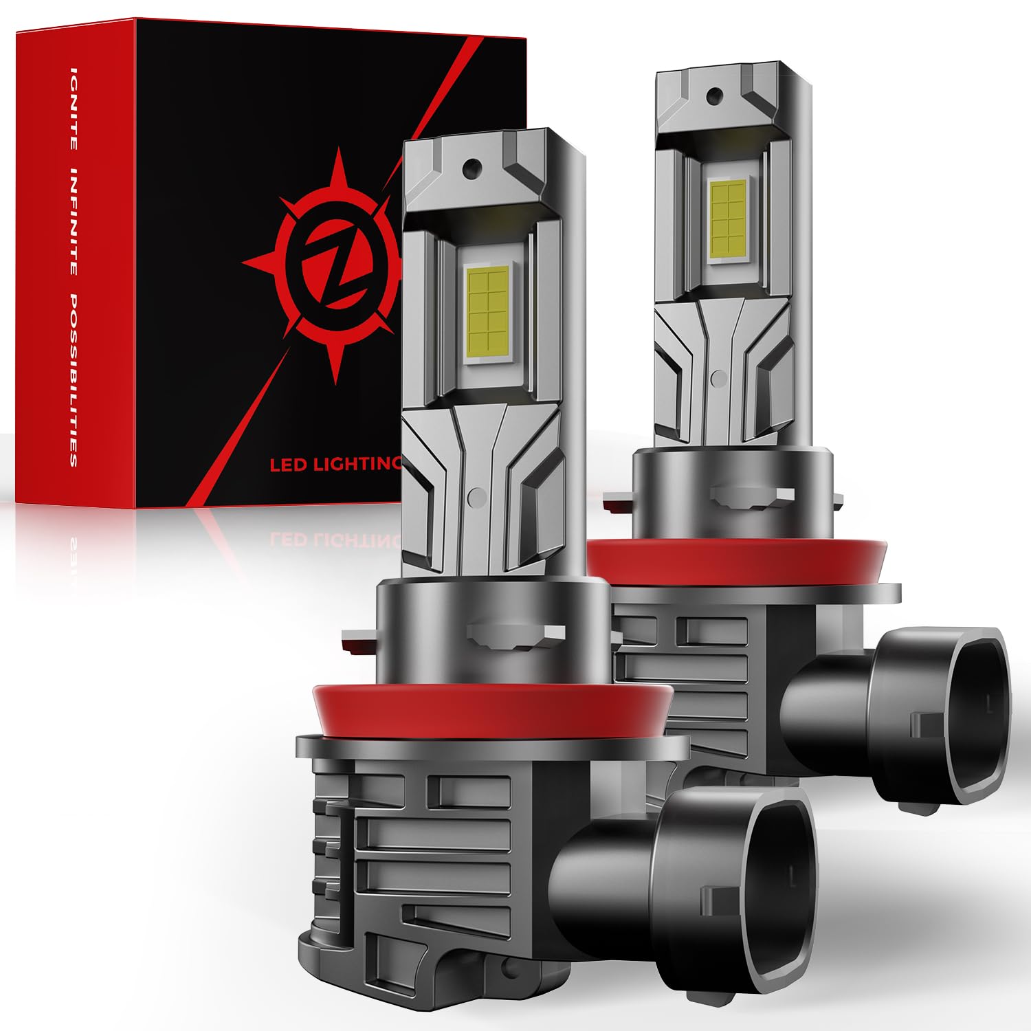ZONBEAM H11 LED Bulbs, 40000lm Brightness, 6000K Cool White, Metal, Pack of 2, Upgrade Fog Lights
