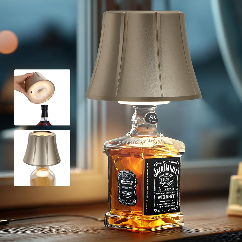 WILIT Wireless Bottle Lamp Shade, Touch Lamp for Home Bar, Modern Design, 1pc-Matt Gold, Made of Acrylonitrile Butadiene Styrene