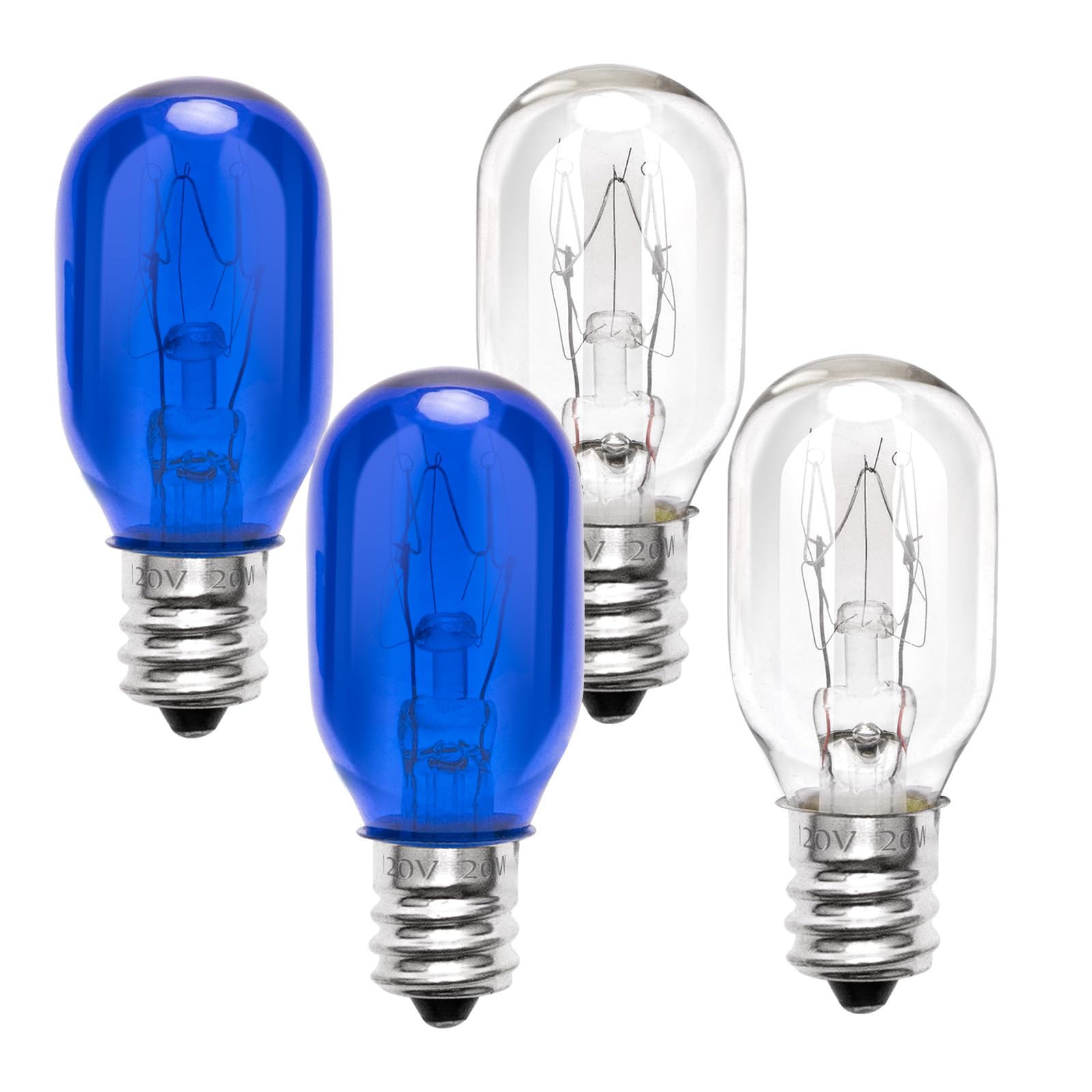 Verplexter E12 T20 Bulb Replacement for Makeup Mirror, Glass, Clear & Blue, Model RP34B