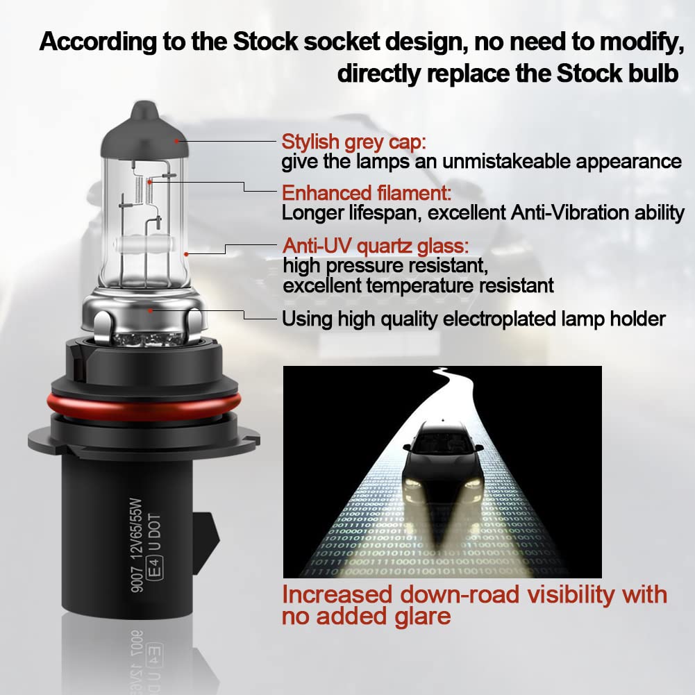 WinPower 9007 HB5 Halogen Bulbs, 65/55W, Pack of 2, 4300K Color