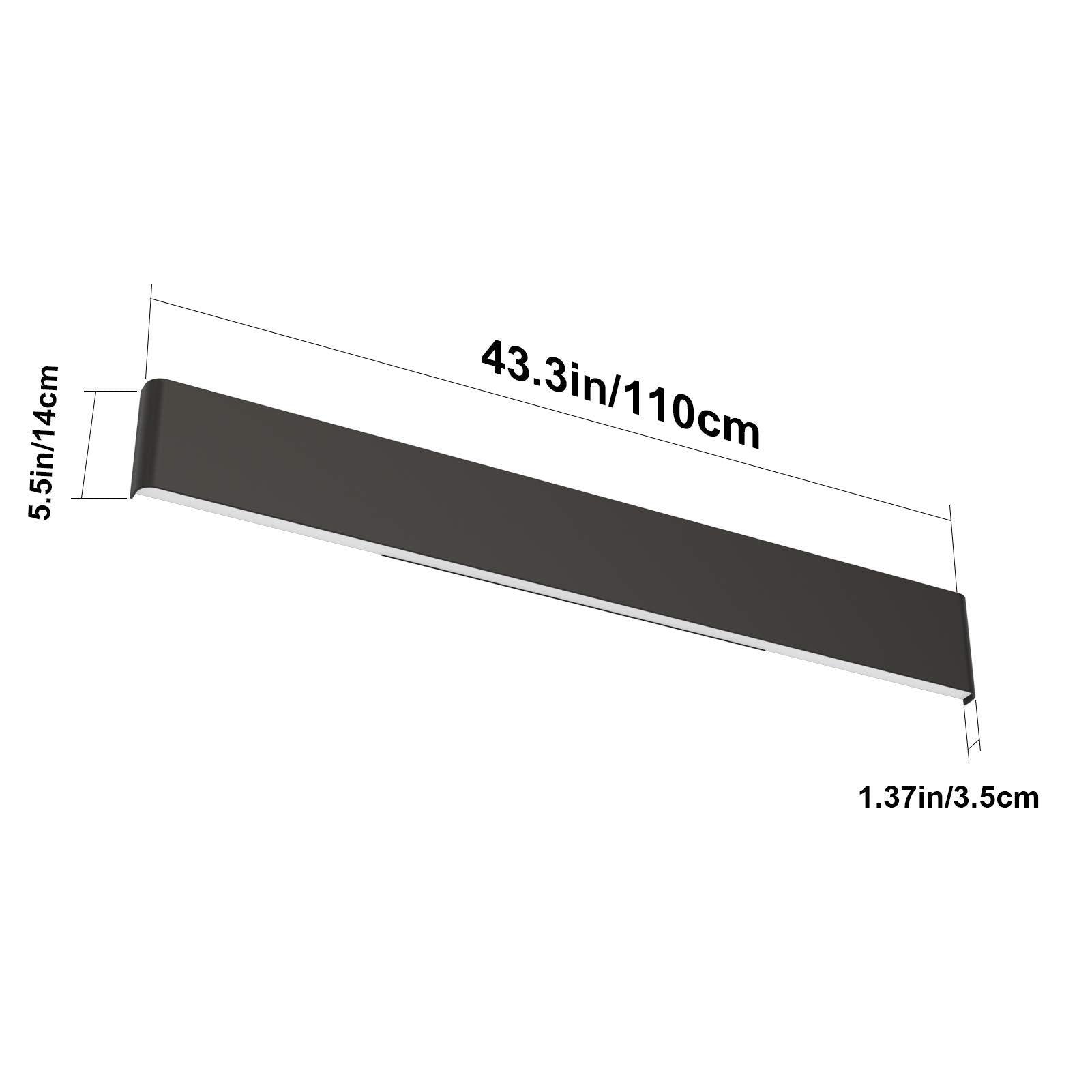 Aipsun Modern Black Dimmable Vanity Light Fixture, 43.3in LED, Remote Control, Adjustable Color Temperature, Aluminum, Model A065-110cm-Remote