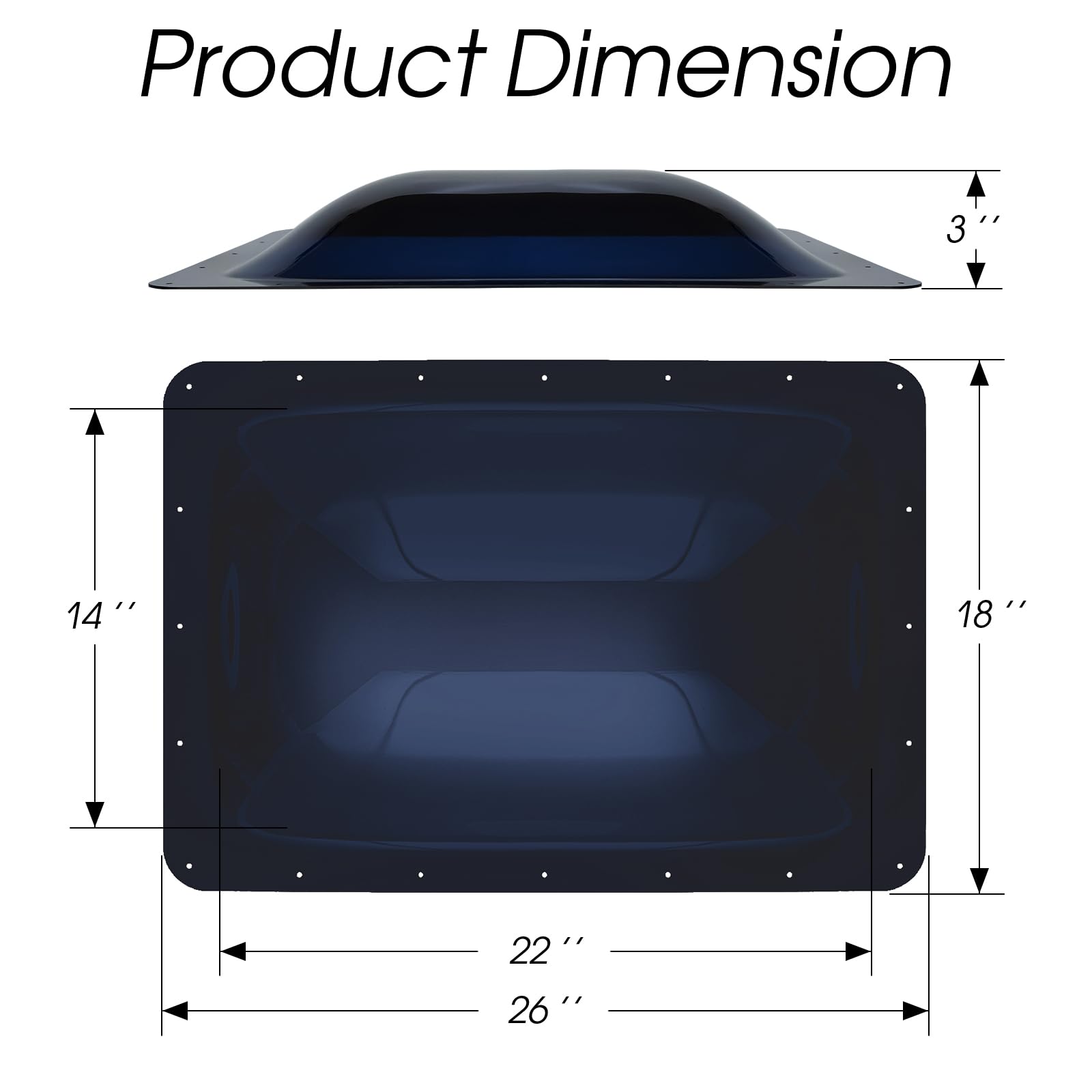 Xmk 18'' X 26'' Rv Skylight Replacement, Camper Rv Skylight Cover Outer Dome Fit 14'' X 22'' Shower Roof Openings For Camper Foo