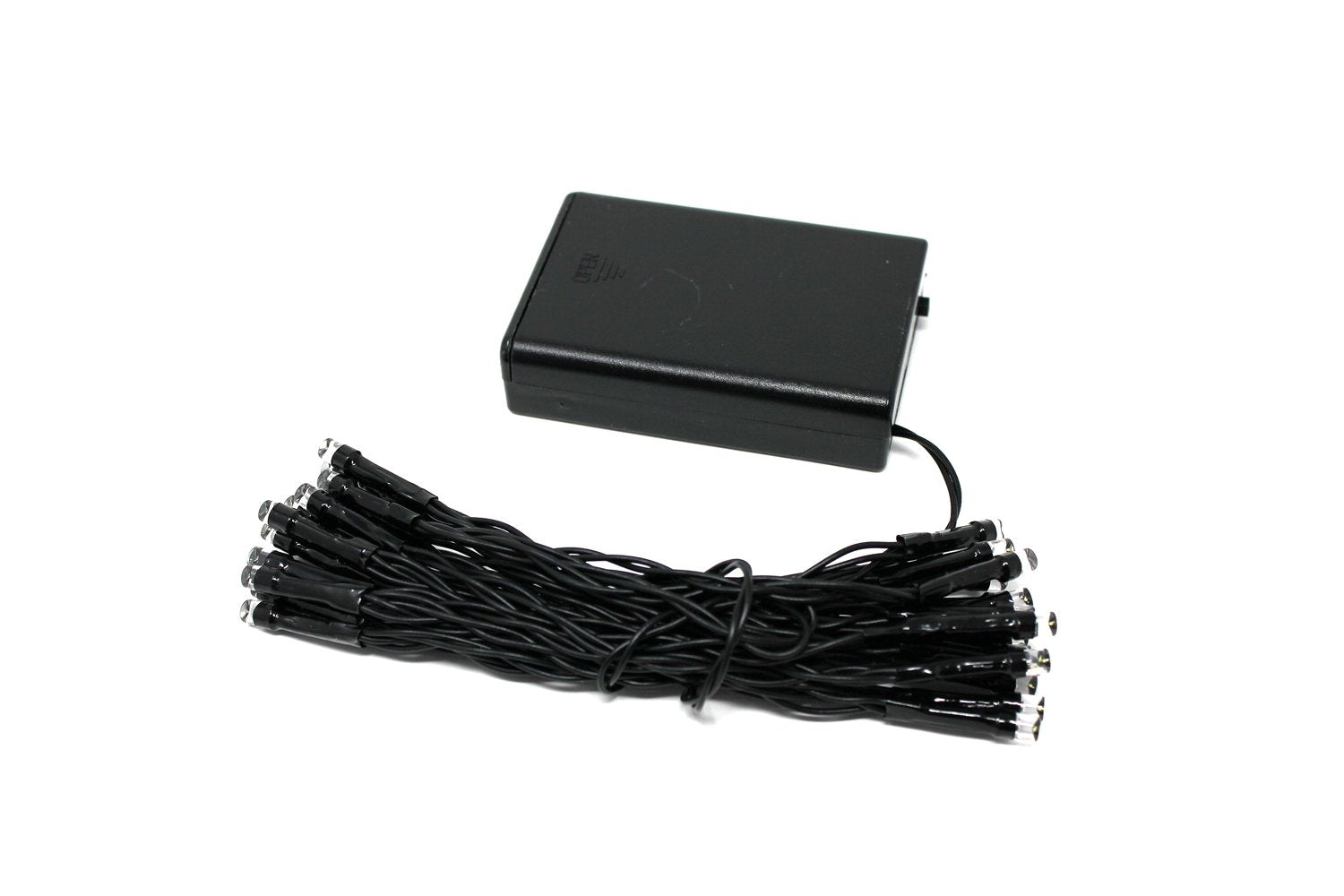 The Perfect 600083 30 LED String Light Battery Operated Black Wire  White