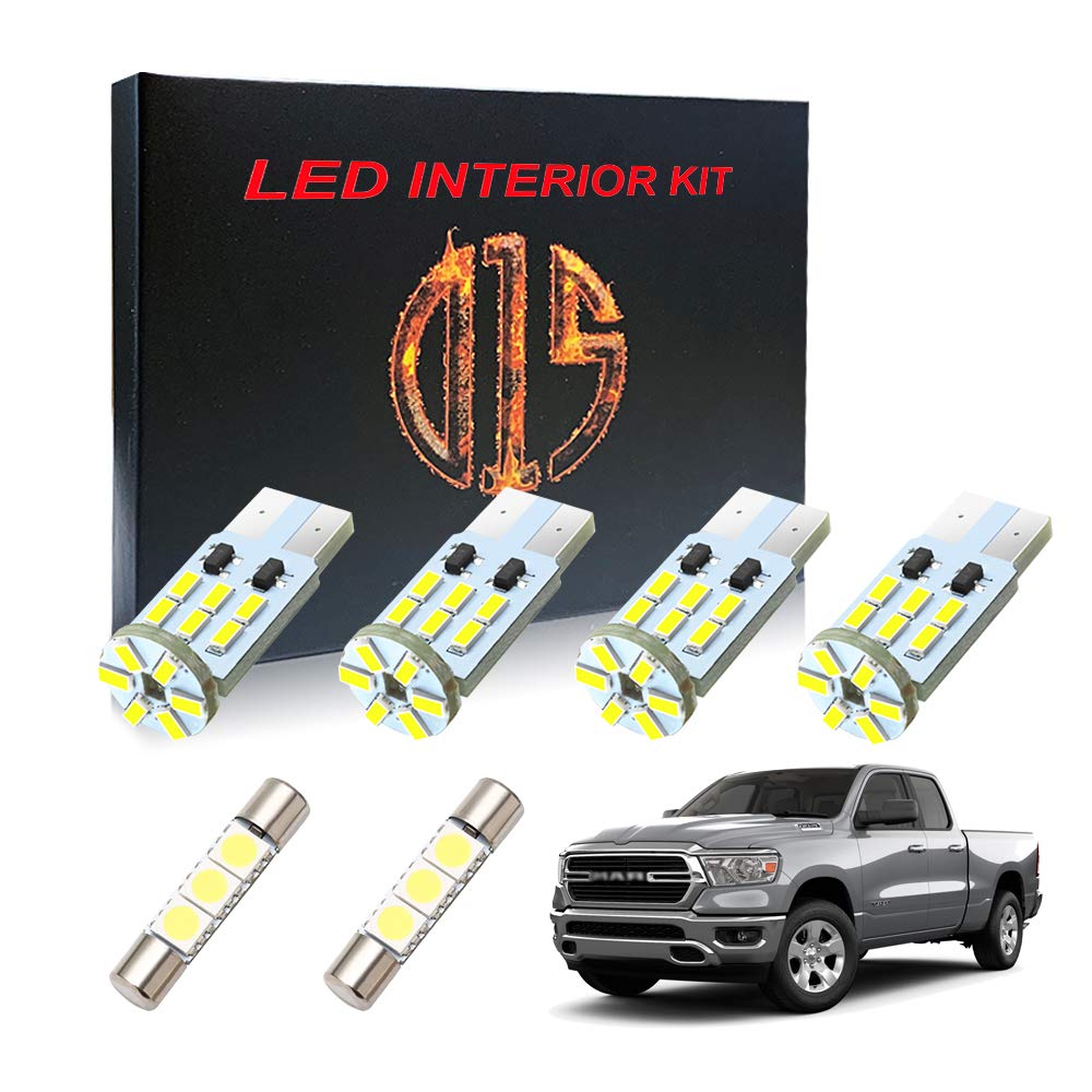 D15 Lighting White LED Interior Kit Accessories for 2009-2019 2020 2021 2022 2023 2024 Dodge Ram 1500 2500 Map Dome Vanity Mirror License Plate Light Bulbs Big Horn Lone Star Tradesman (11 Pieces)