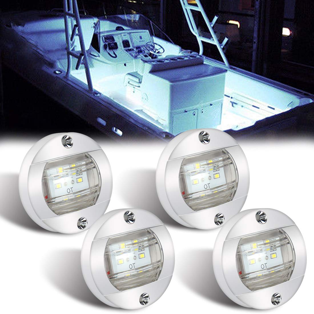 Boaton Boat Led Night Fishing Lights, Courtesy Lights, Deck Lights, Marine Boat Led Lights, Boat Interior Lights, Yacht Lights For Pontoon Boat, Bass Boat, Yacht (White)