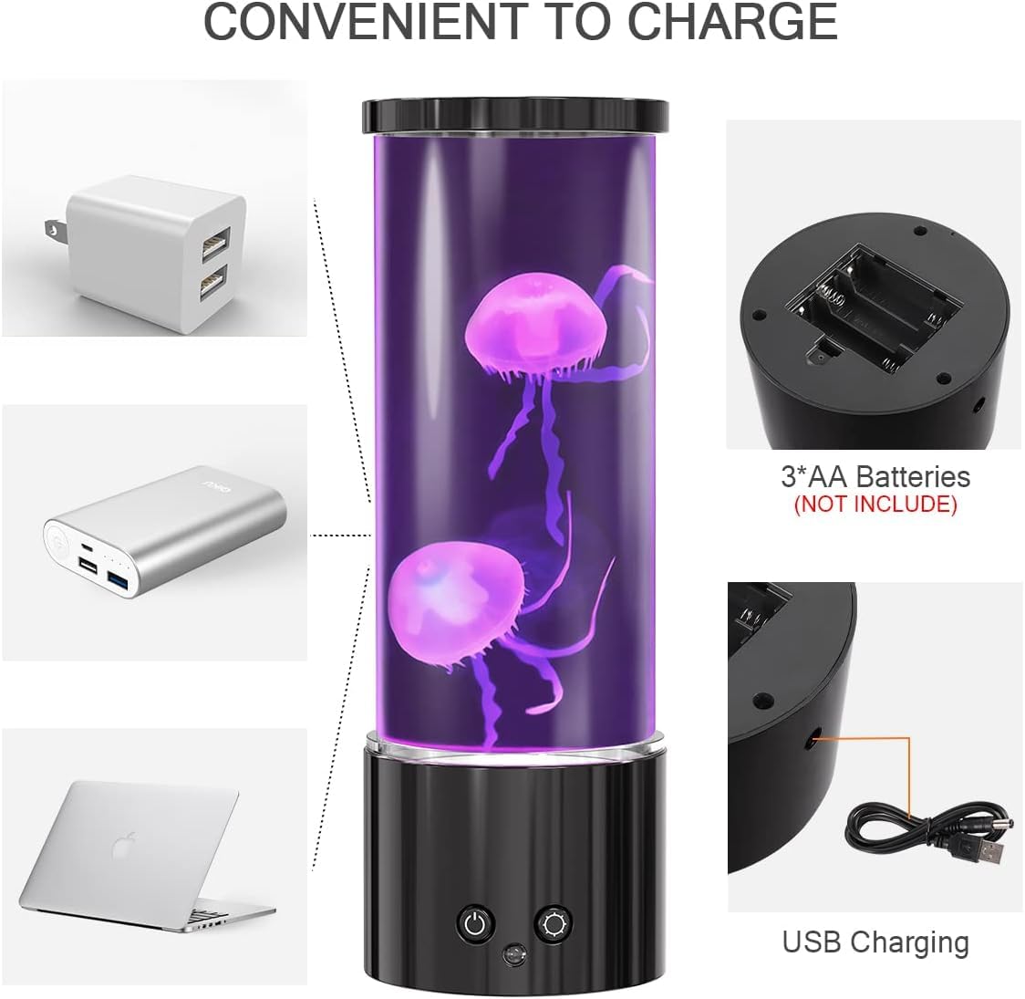 Kikilive Jellyfish Tank Table Lamp With Color Changing Light,Jellyfish Night Light With Remote Control For Home Decor & Christma