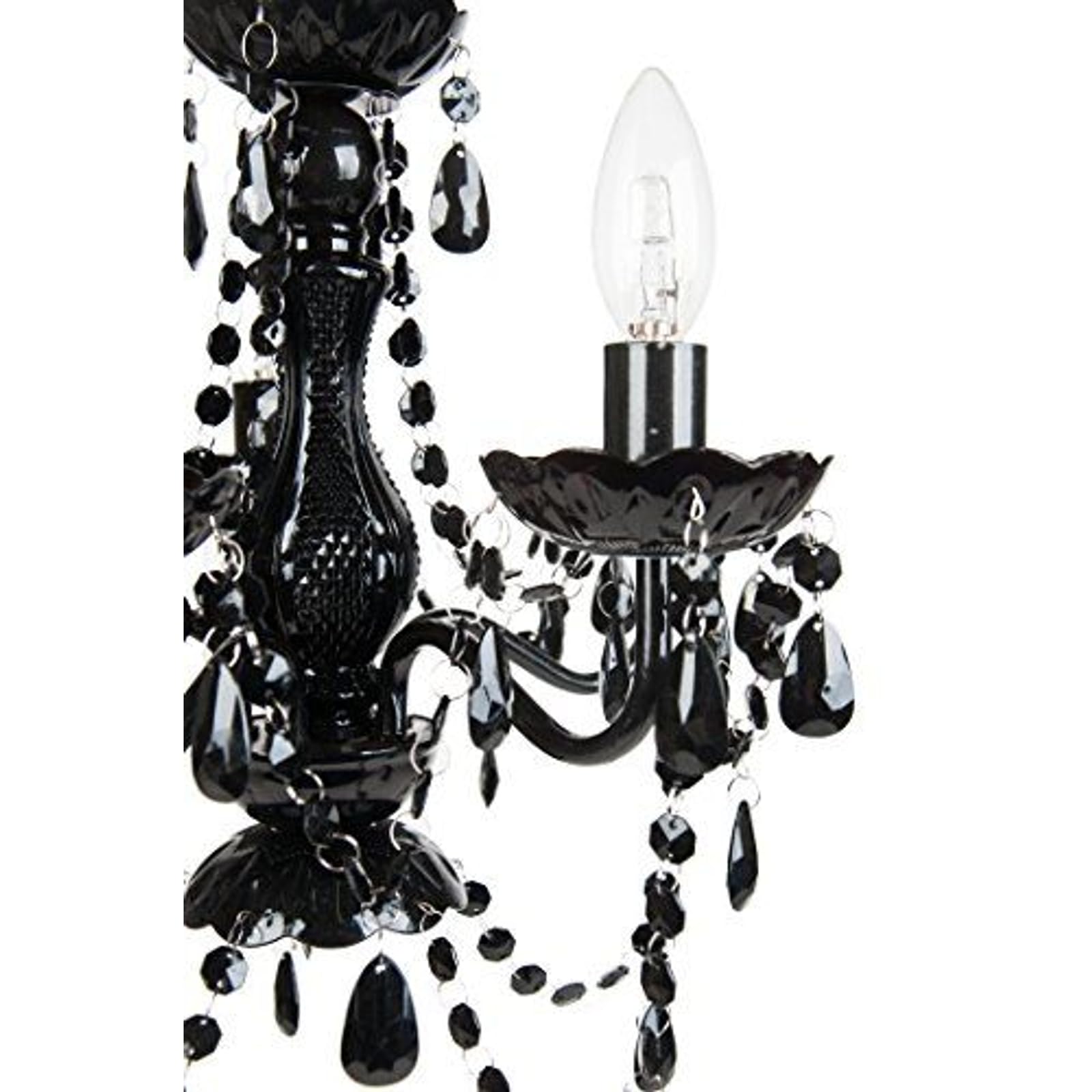 Tadpoles Vintage Chandelier - 5-Bulb Black Onyx Faux Crystal, 20" x 18" x 17", Hardwired, Model CCH5PL020