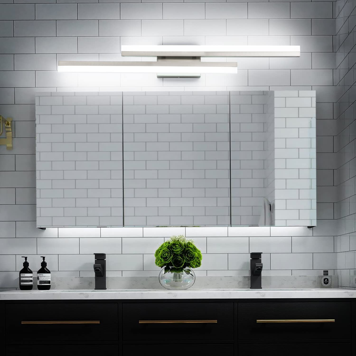Presde 32 Dimmable Led Vanity Light Fixture, Modern Brushed Nickel, Cold White 6000K, Metal, Ideal For Bathroom