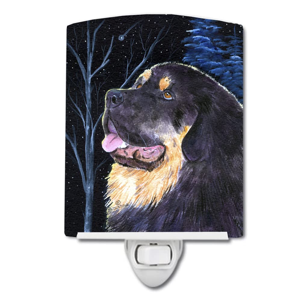 Carolines Treasures Ceramic Night Light, Starry Night Tibetan Mastiff, UL-Certified, 6x4x3in, Multicolor, Model SS8552CNL