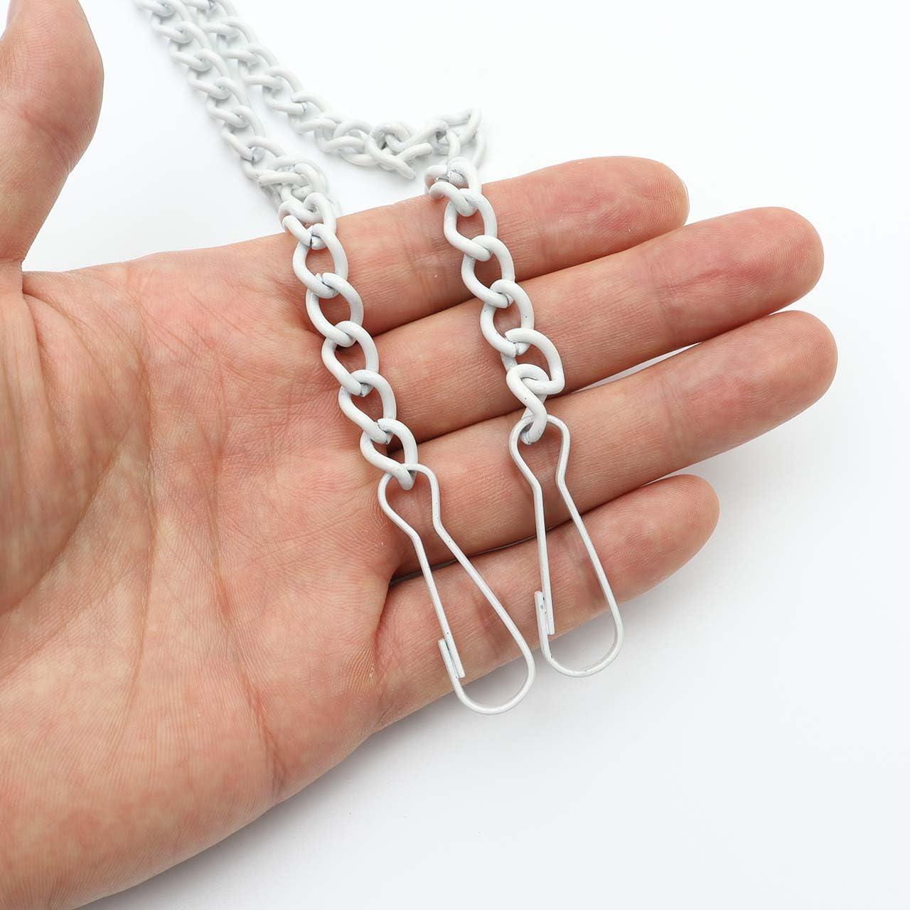 Bieye Metal Chain with Safety Hooks for Stained Glass Hangings, 30-inch, White Plating, Model Chain005